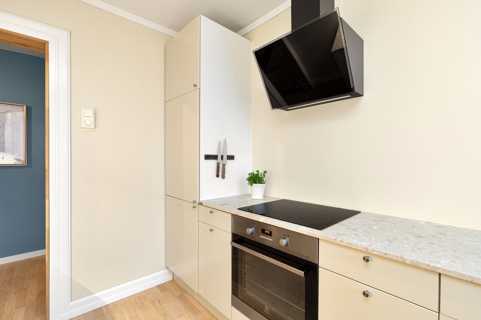 Ny benkeplate, nye fronter og ventilator i 2022. Møbelsnekrede nye skrog under vinduet Galleribilde