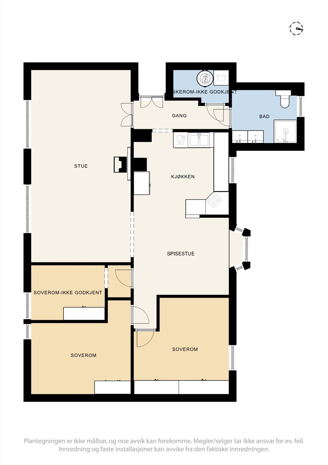 Plantegningen viser en praktisk planløsning. Galleribilde