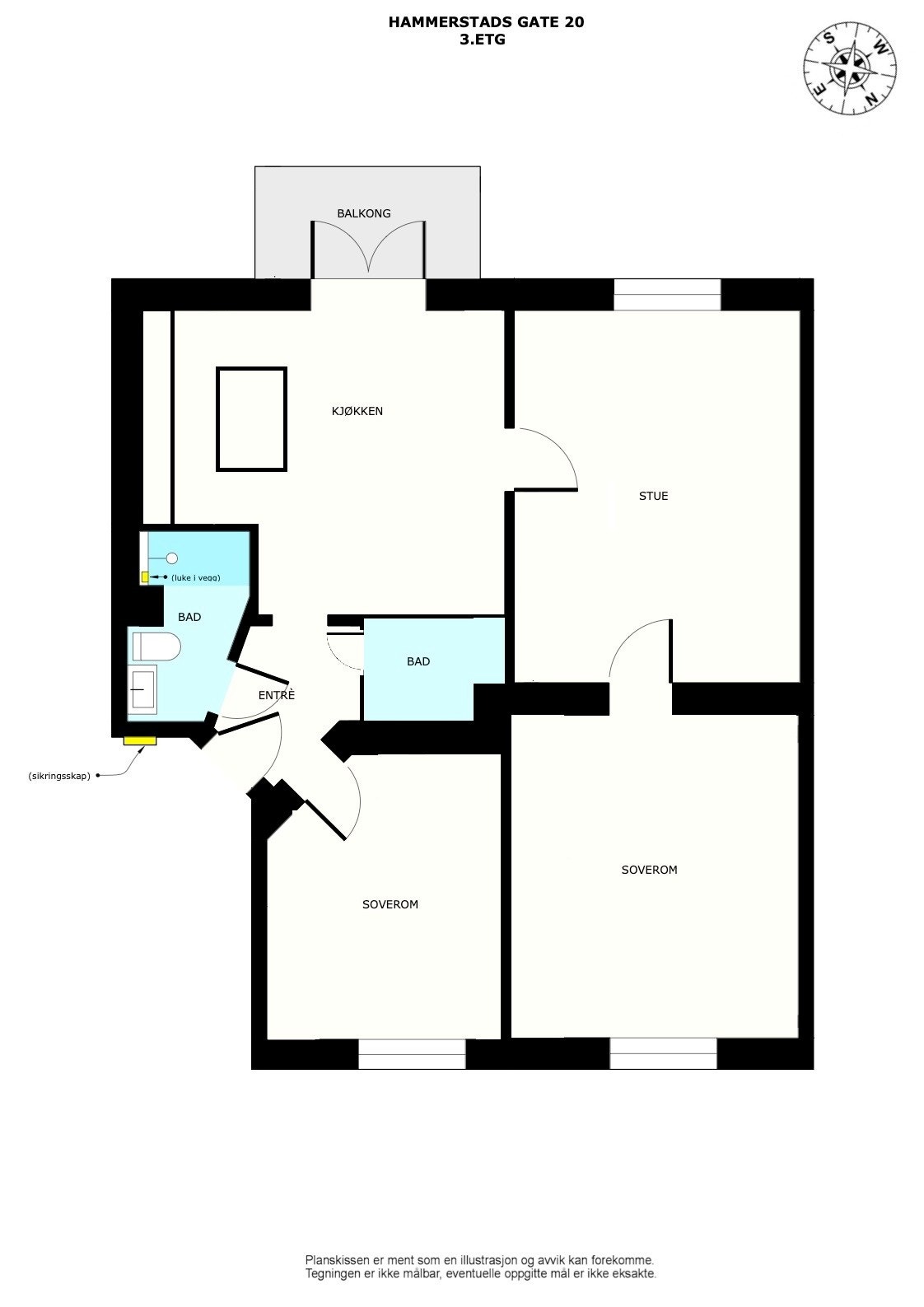 Alternativ planløsning - Kjøkken med kjøkkenøy, 2 bad og 2 soverom. Selger/megler tar ingen ansvar/risiko for at løsningene er gjennomførbare. Galleribilde