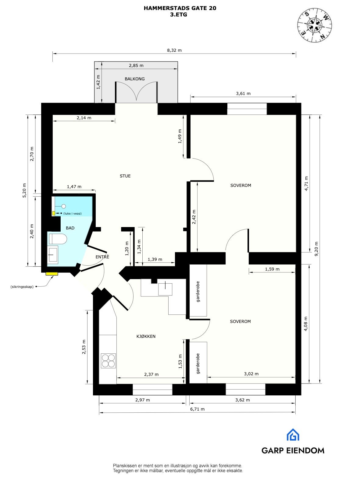 Dagens planløsning - Leiligheten fremstår som lys og luftig med en gjennomgående og fleksibel planløsning med stort potensiale - Bør sees! Galleribilde