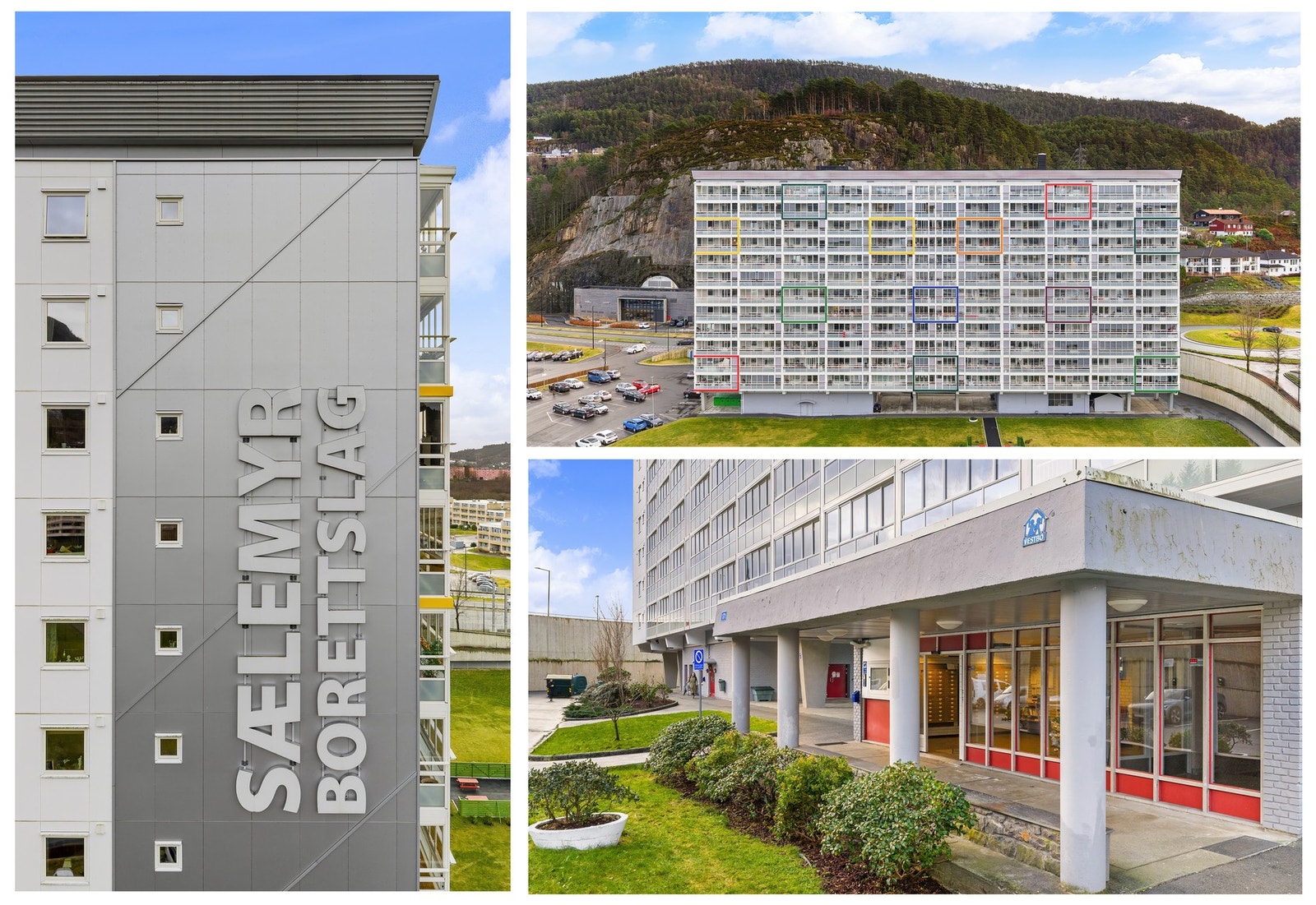 Sælemyr borettslag består av 144 leiligheter fordelt på en 12-etasjes høyblokk. Det er ikke forkjøpsrett i laget. Vestbo er forretningsfører. Galleribilde