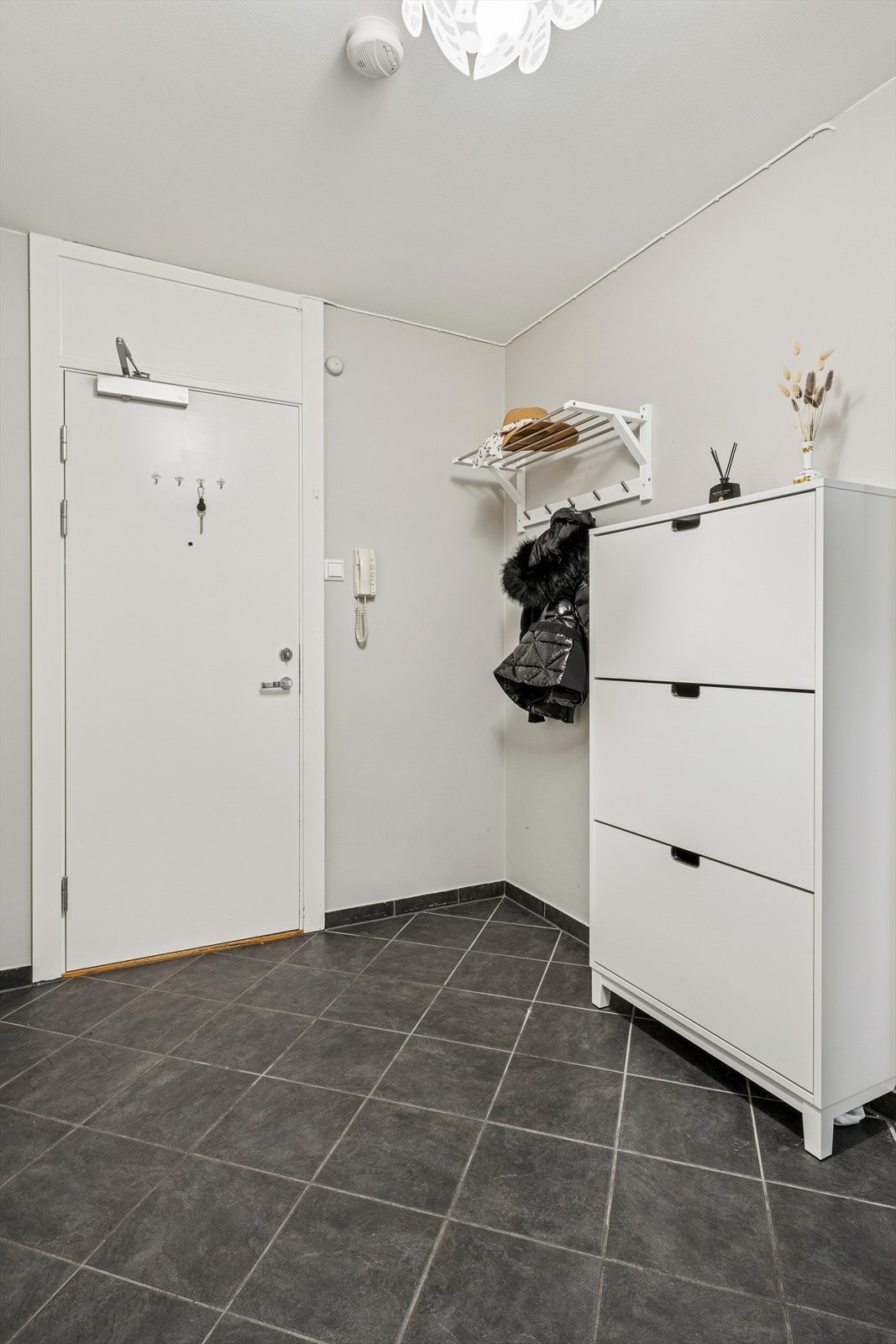 Inngangspartiet har en brann- og lydklassifisert entrédør for økt trygghet og komfort. Galleribilde