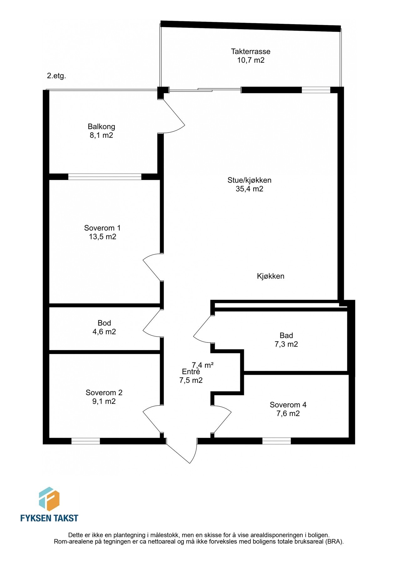 Alternativ planskisse. Illustrerer hvordan stuen enkelt kan utvides ved å fjerne soverom 3. Galleribilde