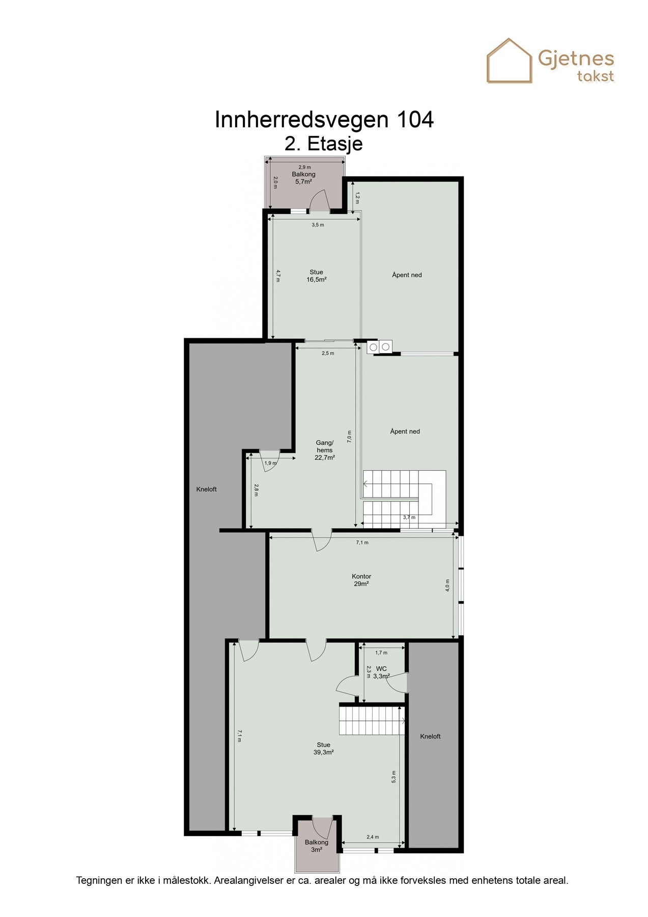 Planløsning over loftsetasje. Galleribilde