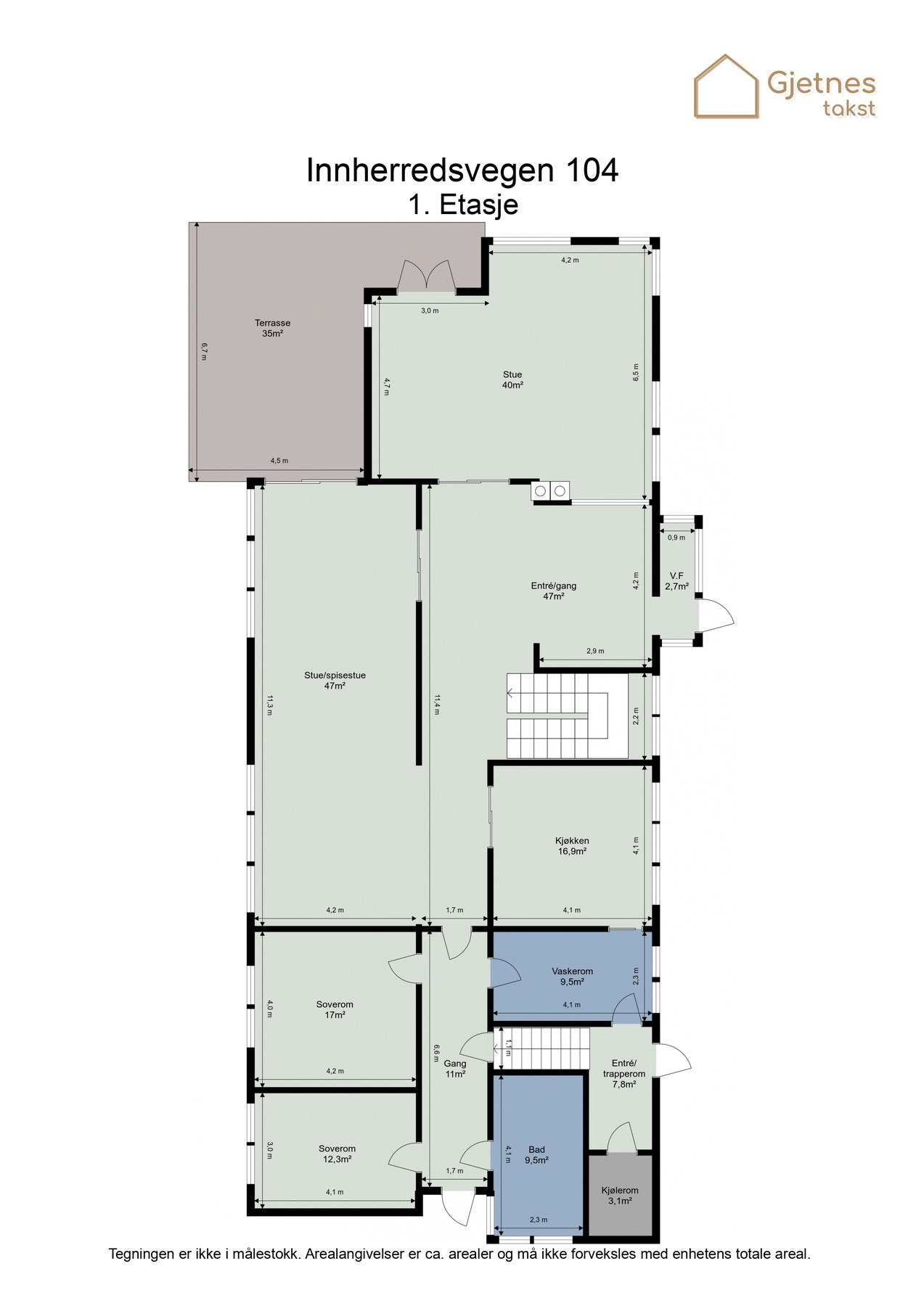 Planløsning over første etasje. Galleribilde