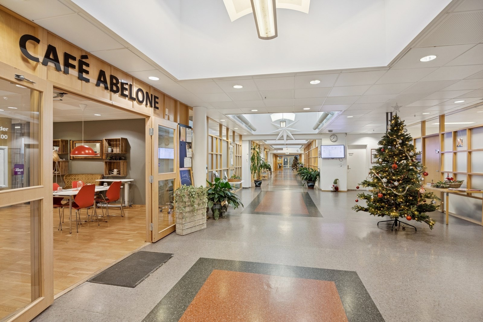 Her er servicesenteret med blant annet resepsjon, kafeteria, trimrom, frisør og fotpleie. Galleribilde