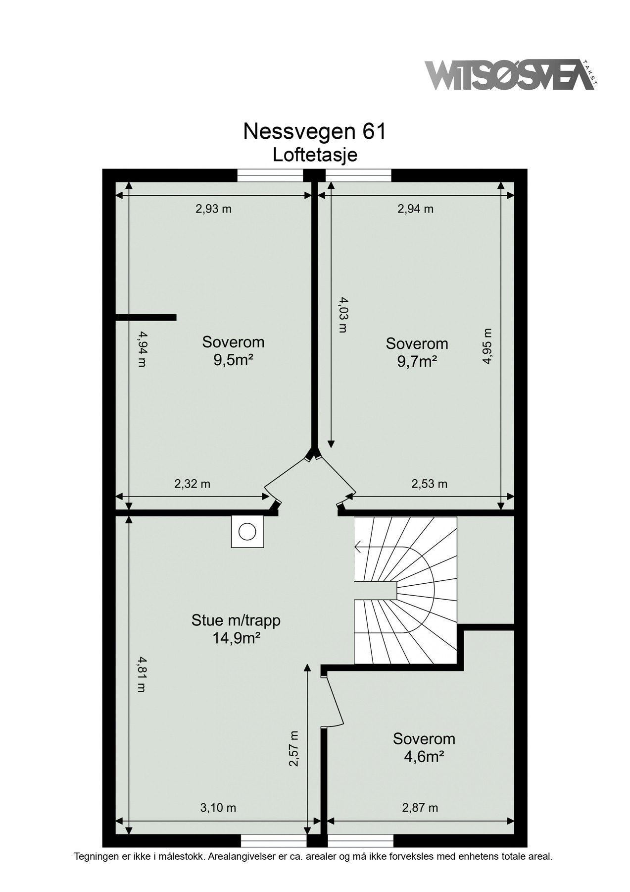 Plantegning over loftsetasjen. Galleribilde