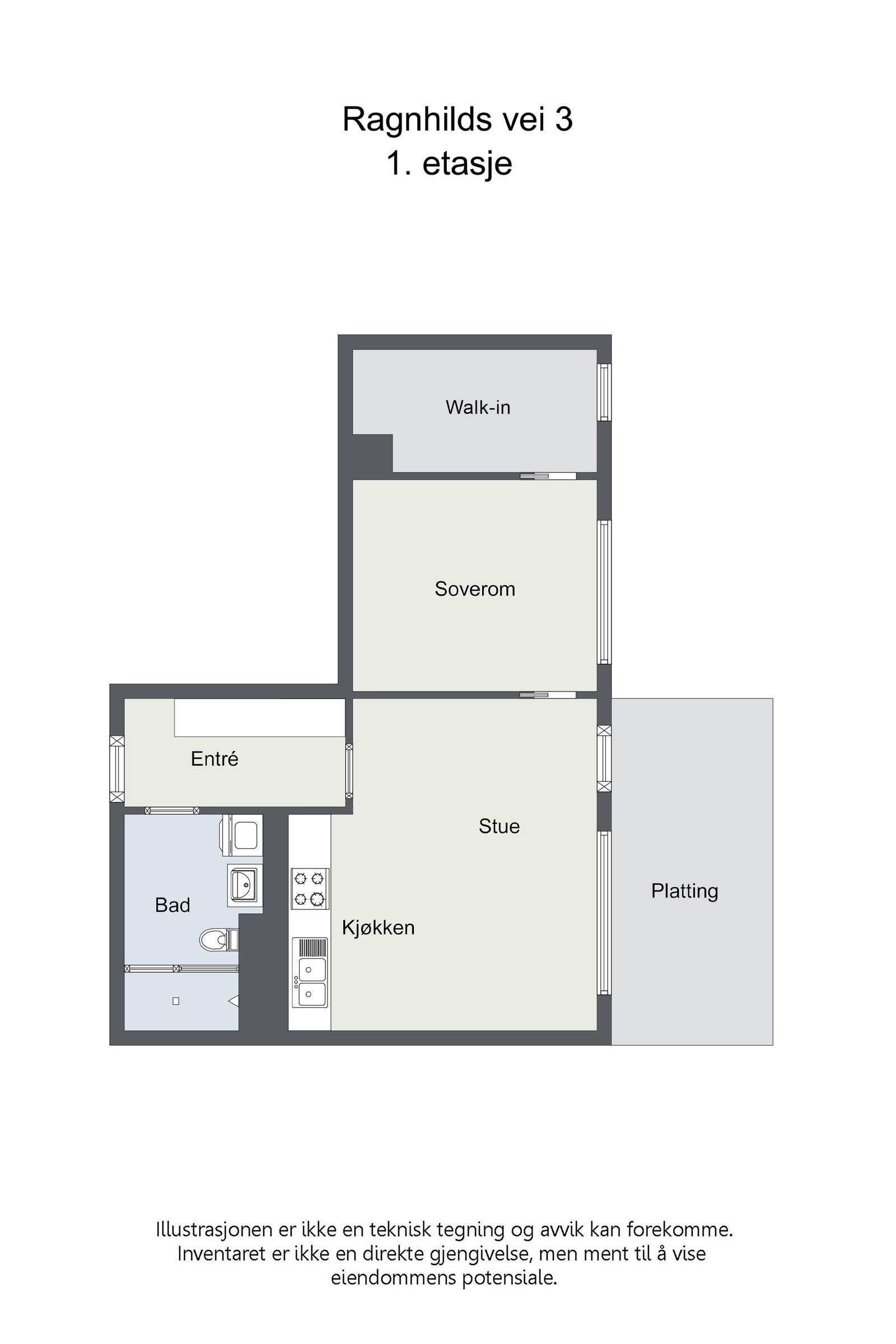 God planløsning i 1.etasje. Galleribilde