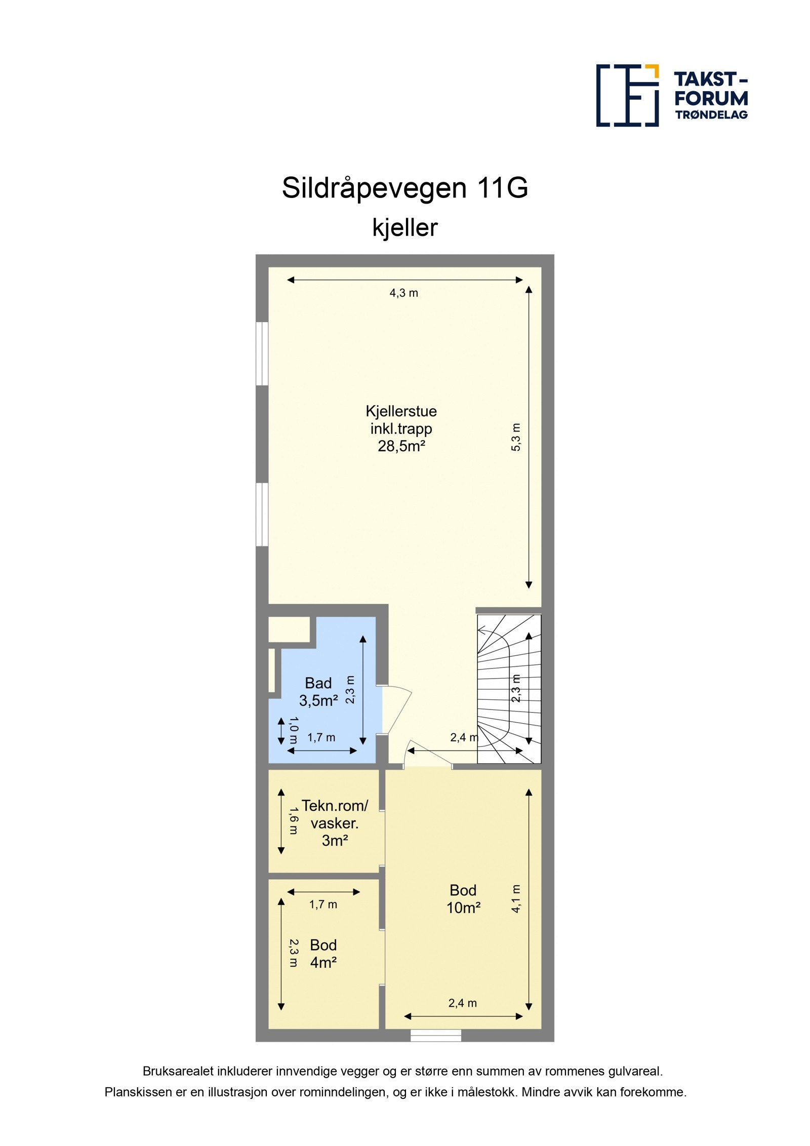 Planskisse kjeller. Galleribilde