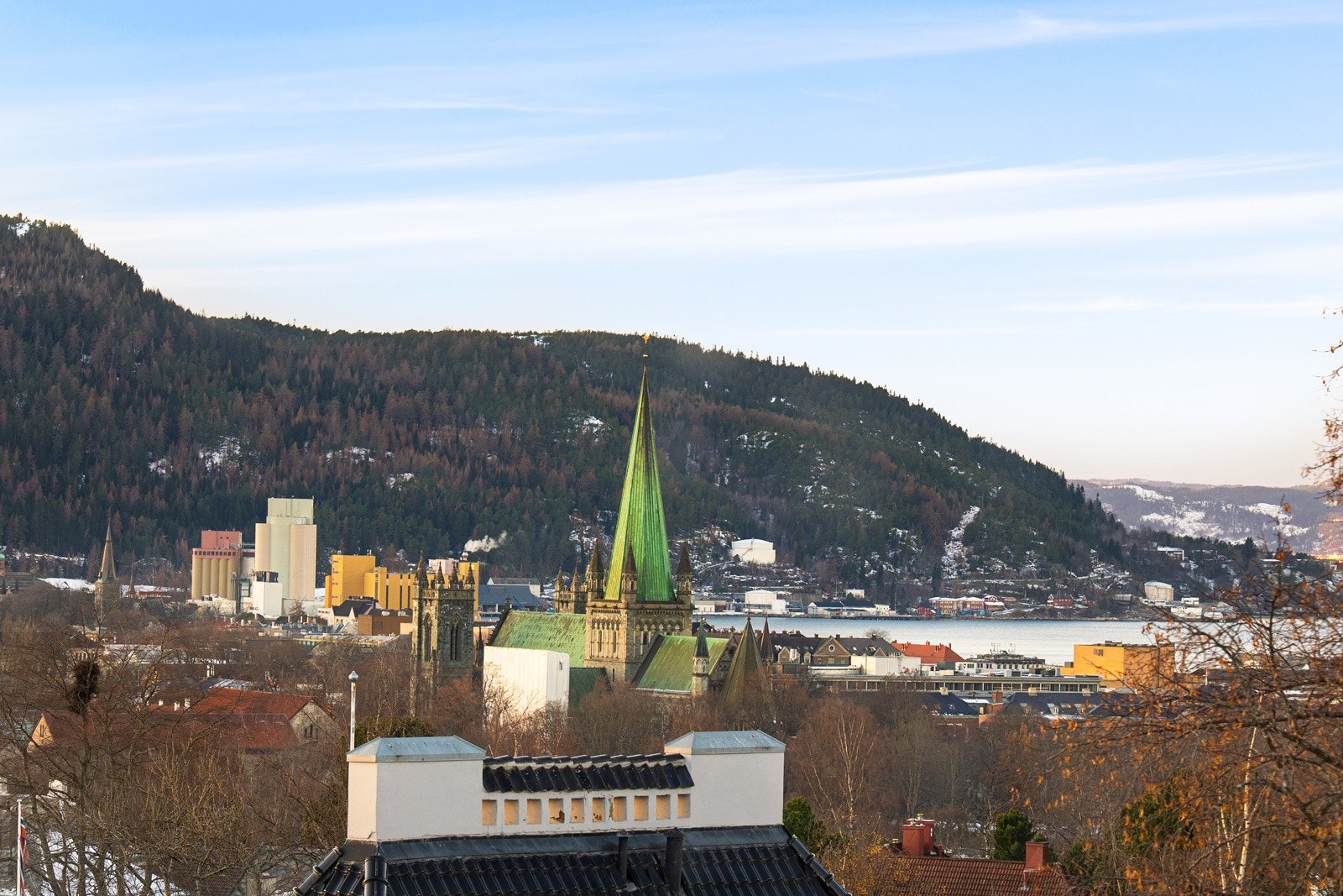 Utsøkt utsikt over sentrumskjernen og Trondheimsfjorden. Galleribilde