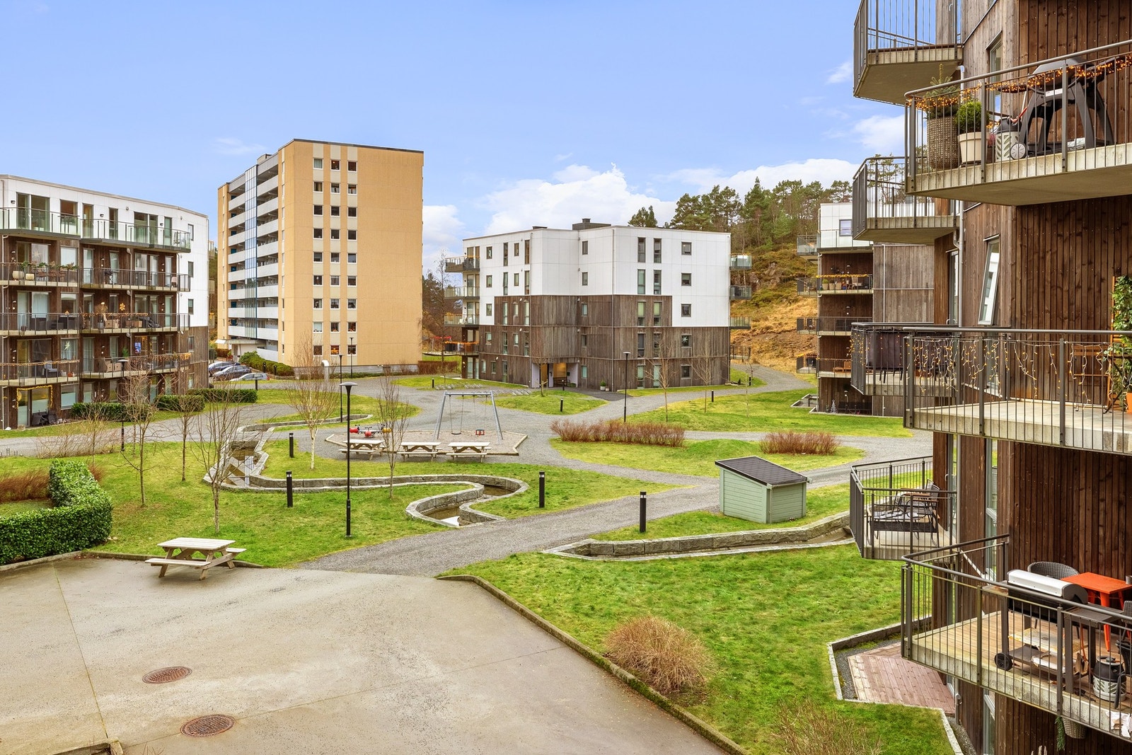 Her har man fint utsyn over fellesområdet. Galleribilde