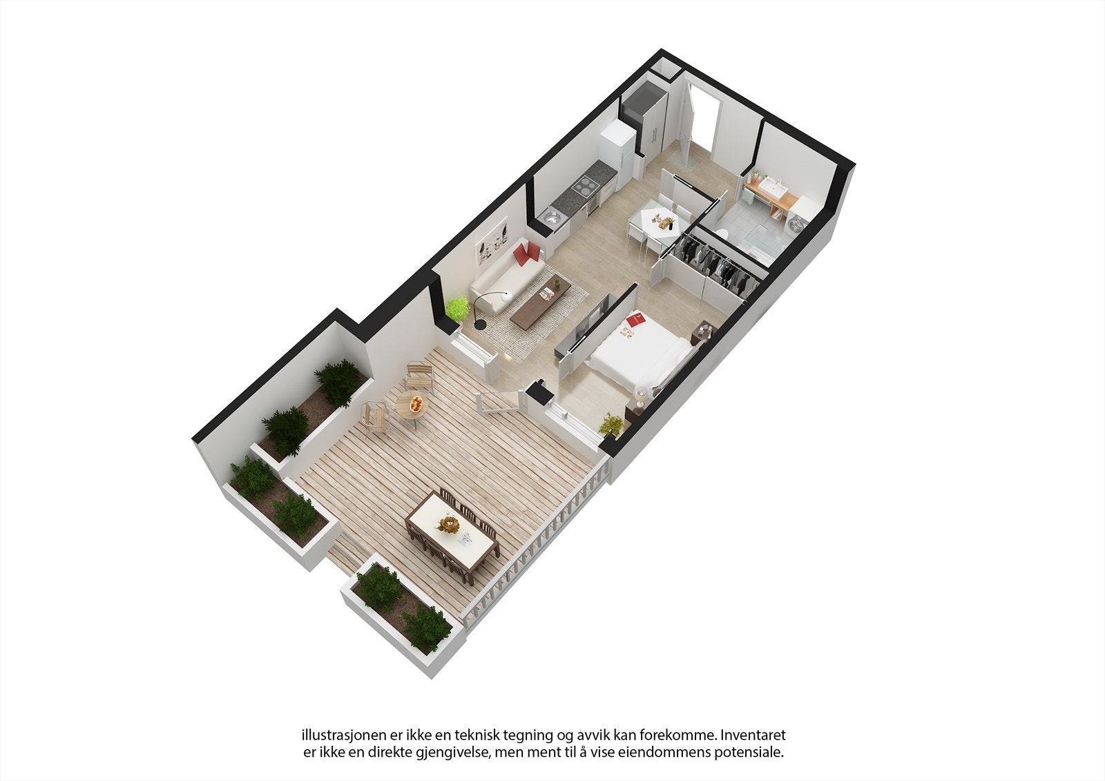 Se nyttige lenker: Illustrasjon av solforhold/utsikt, samt info interiør. Det er satt av plass til skap på soverom. Galleribilde