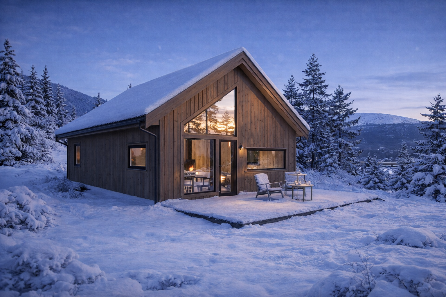 Her får du ei praktisk og nett hytte med et bruksareal på 75 kvadratmeter. Galleribilde