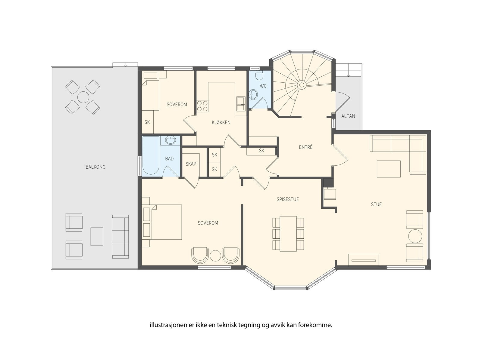 - Plantegning som viser 1. og 2. etasje i bygget - Galleribilde