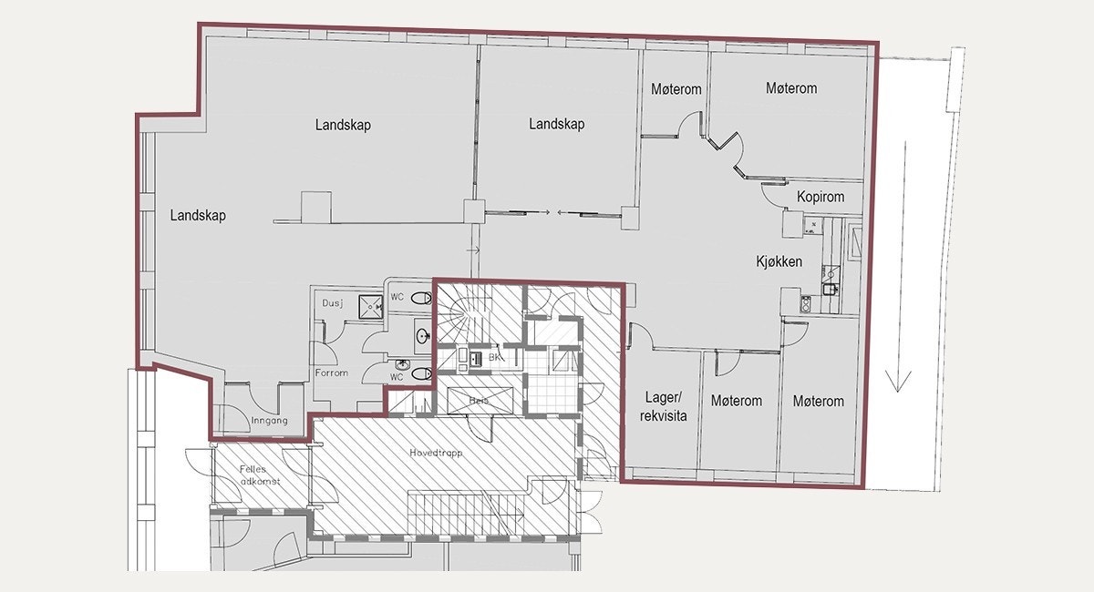 Plantegning av eksisterende løsning Galleribilde