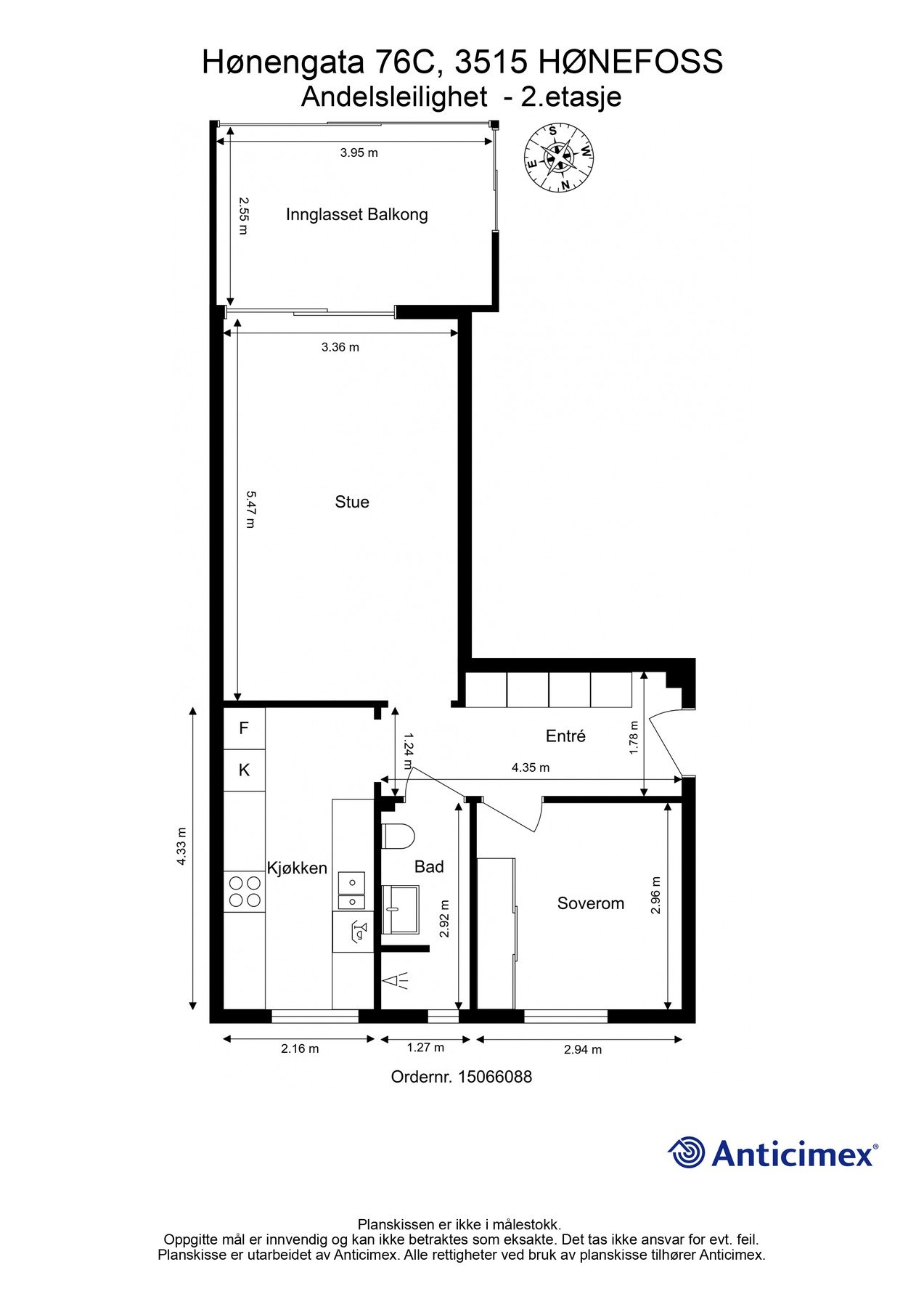 Plantegning av Hønengata 76C | eiendomsmeglerne Ringerike Galleribilde