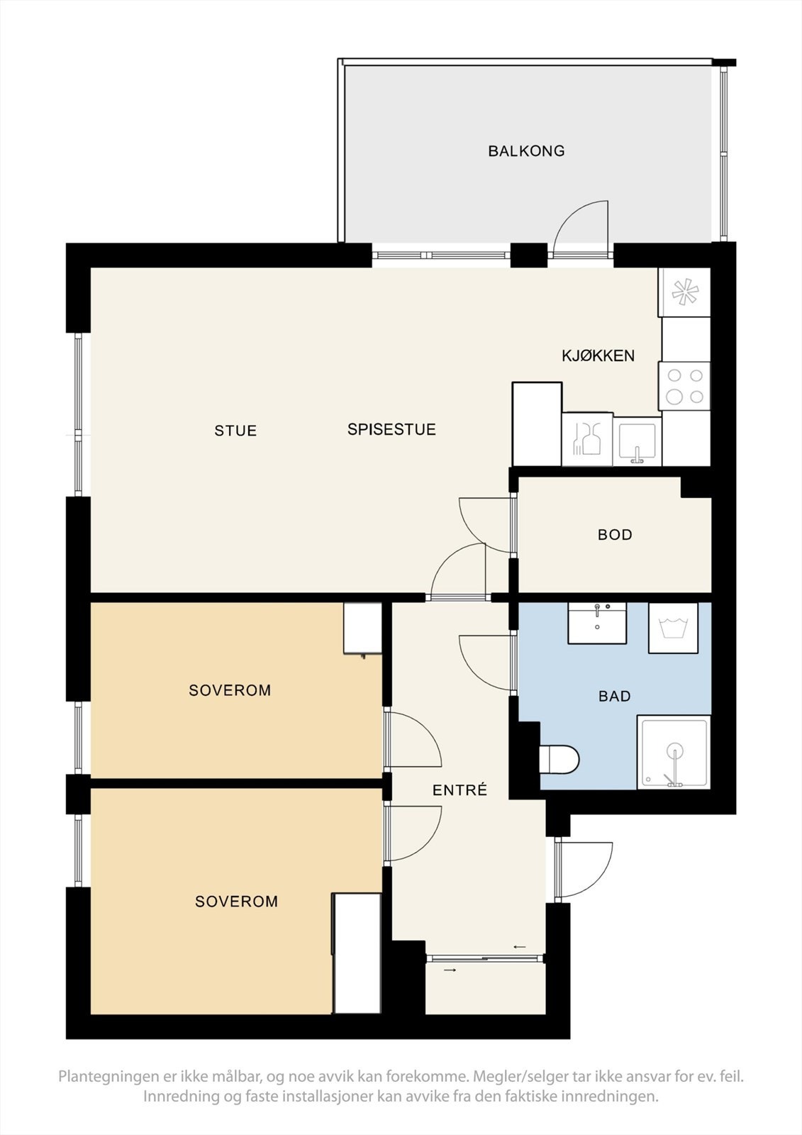 Denne hjørneleiligheten har en veldig fin planløsning. Galleribilde