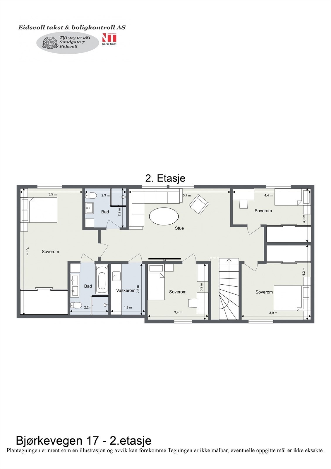 Planløsning av boligens 2. etasje. Galleribilde