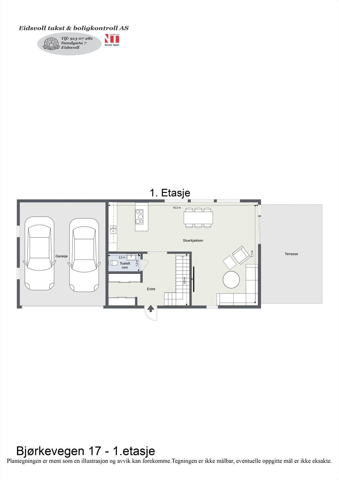 Planløsning av boligens 1. etasje. Galleribilde