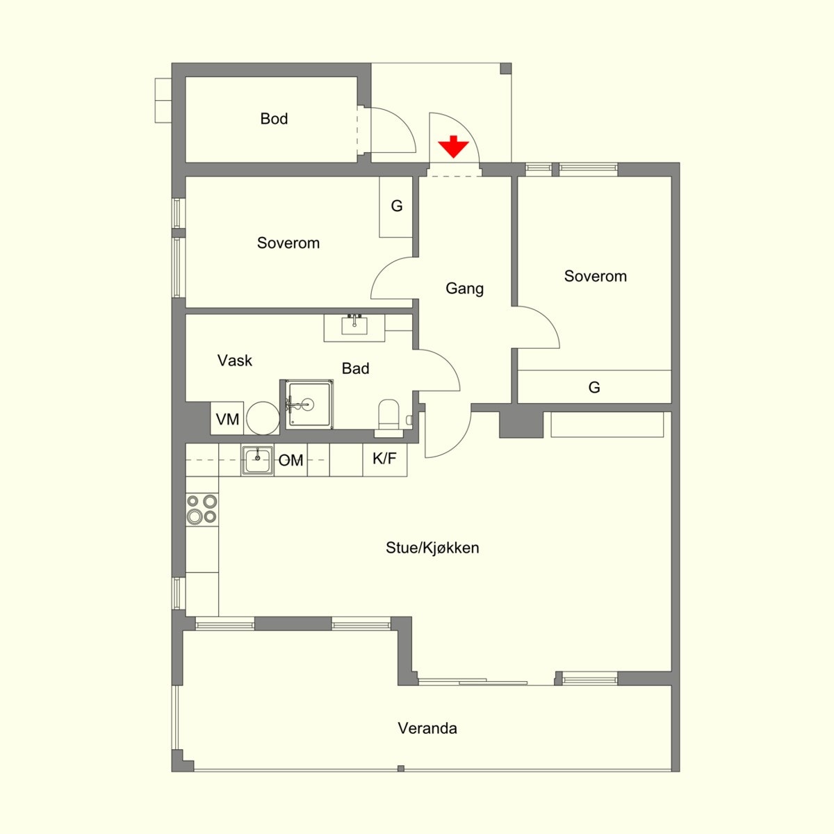 Slik ser leiligheten ut i et fugleperspektiv. Galleribilde