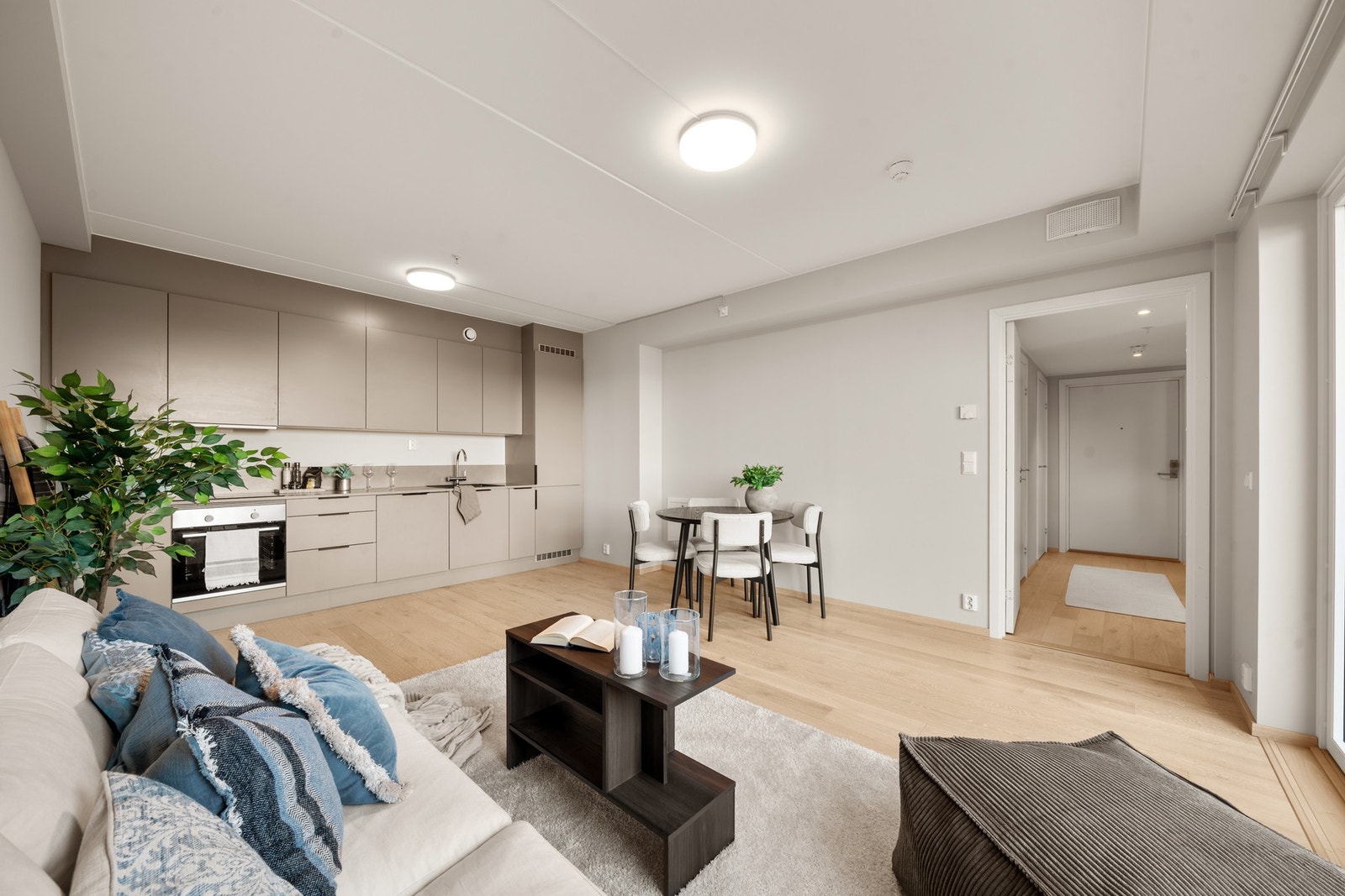 God plass til å møblere med sofagruppe og spisebord i stuen Galleribilde