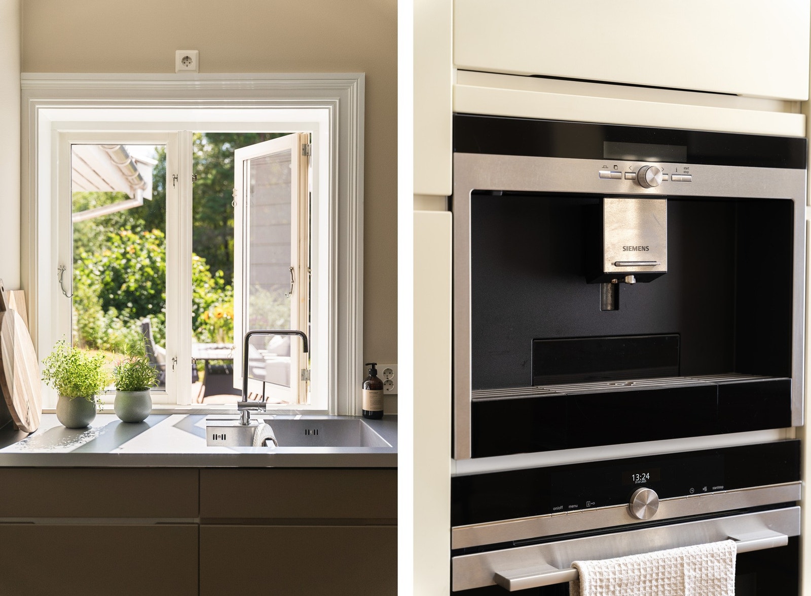 Nyt morgenstunden med solglimt fra vinduene. Galleribilde