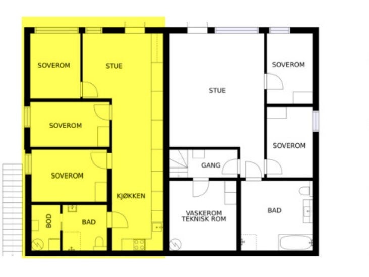 Hybel 1 øverst (gul) Galleribilde