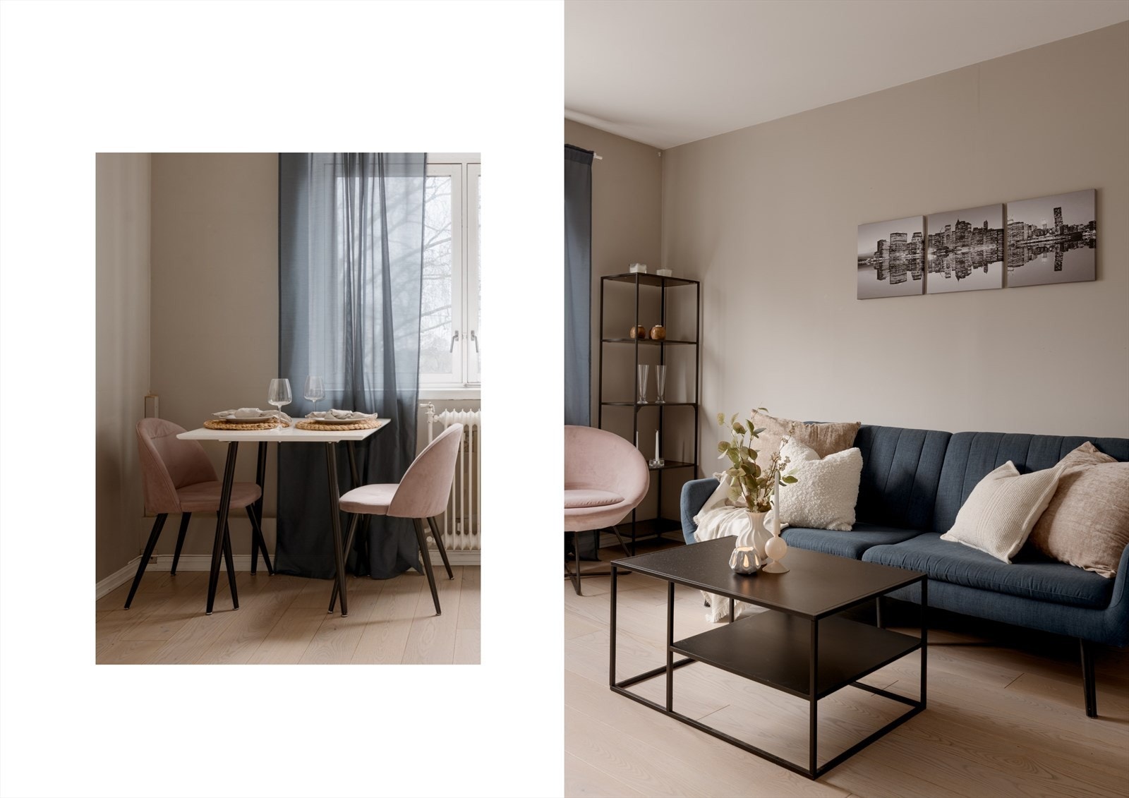 Her deles rommet inn i naturlige soner med plass til både sofagruppe og egen spisedel. Galleribilde