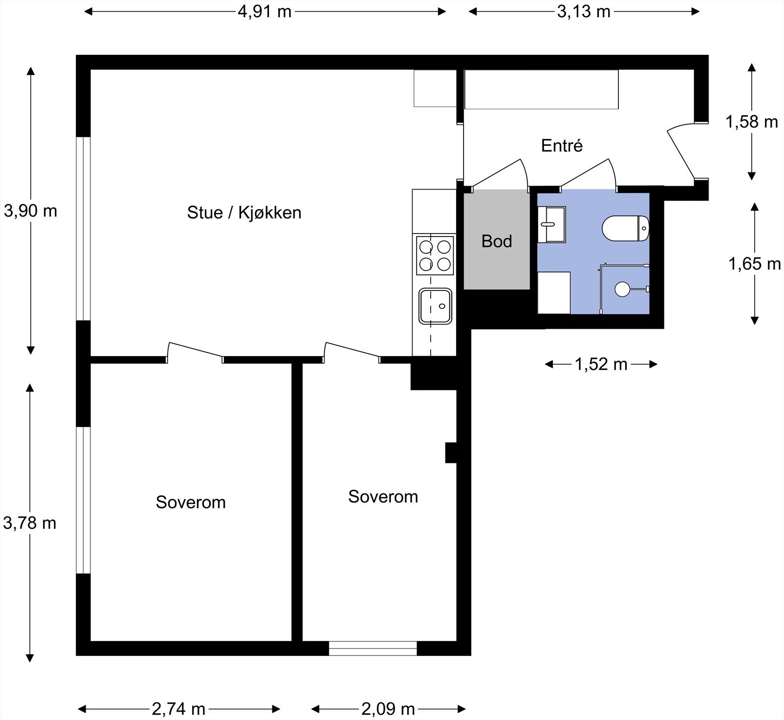 Plantegning fra takstmann. Galleribilde