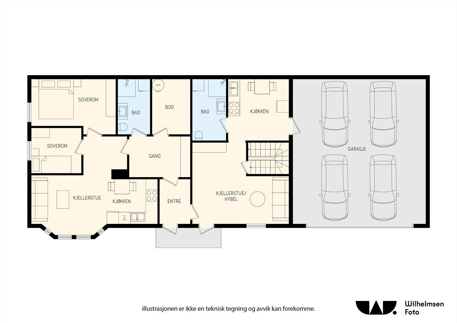 Planløsning underetasje. Galleribilde