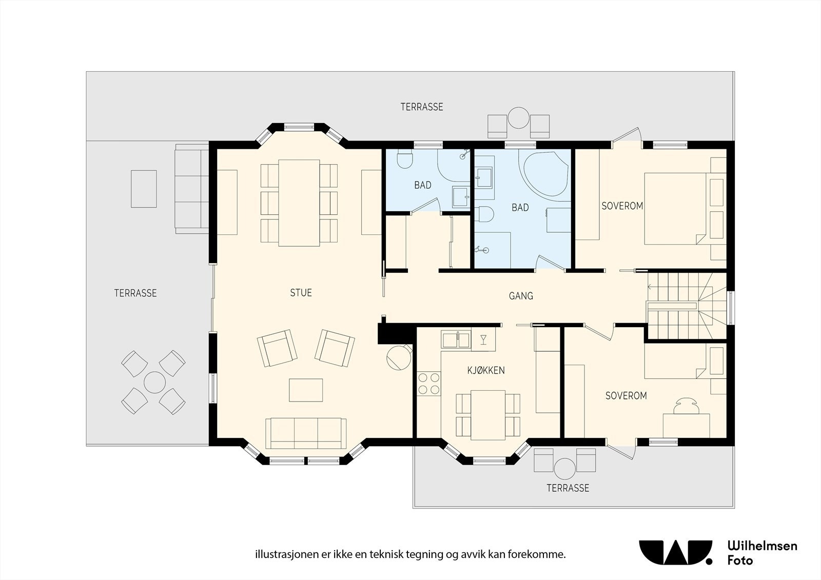 Plantegning hovedetasje. Galleribilde