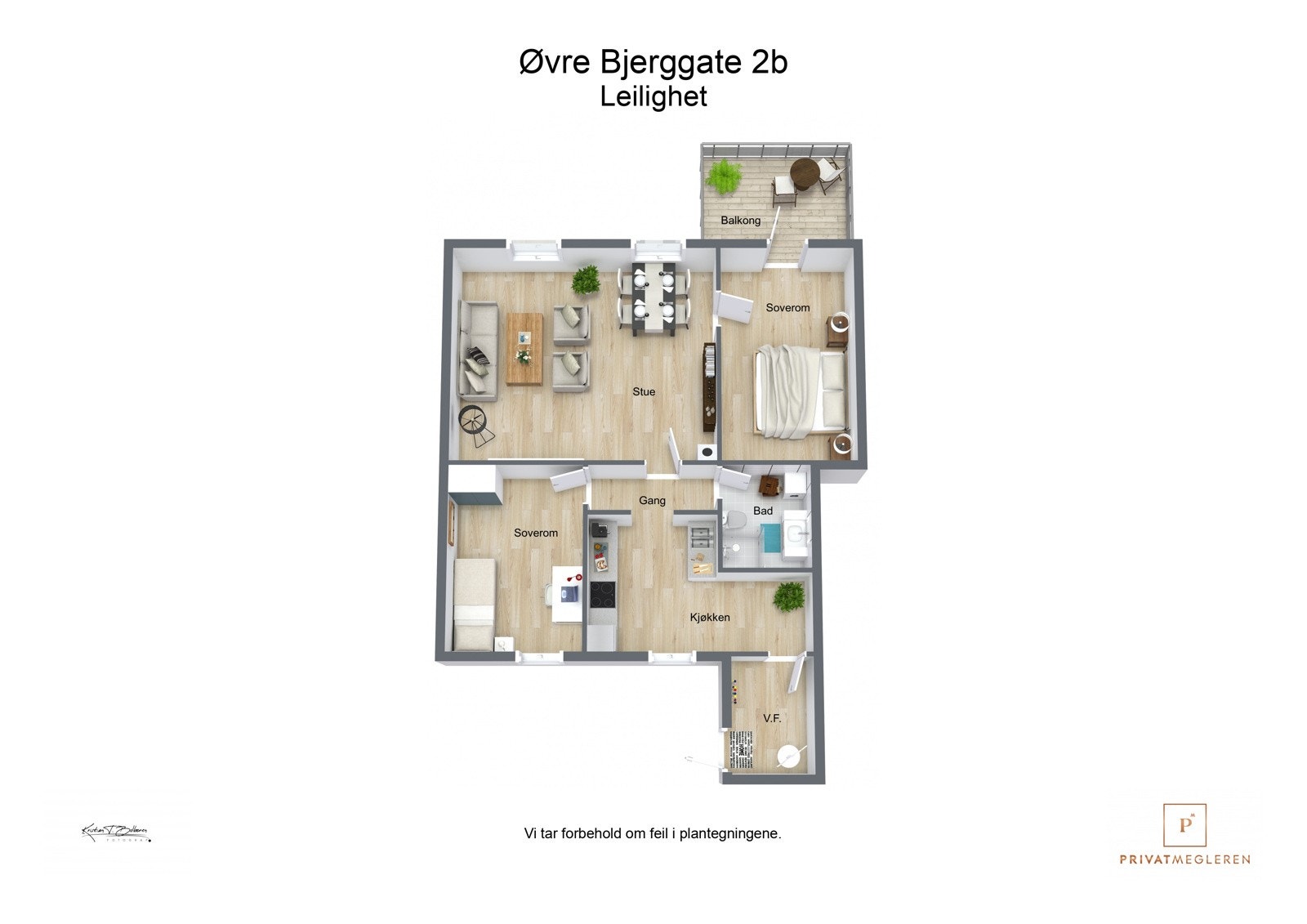 Øvre Bjerggate 2b - 3D plantegning Galleribilde