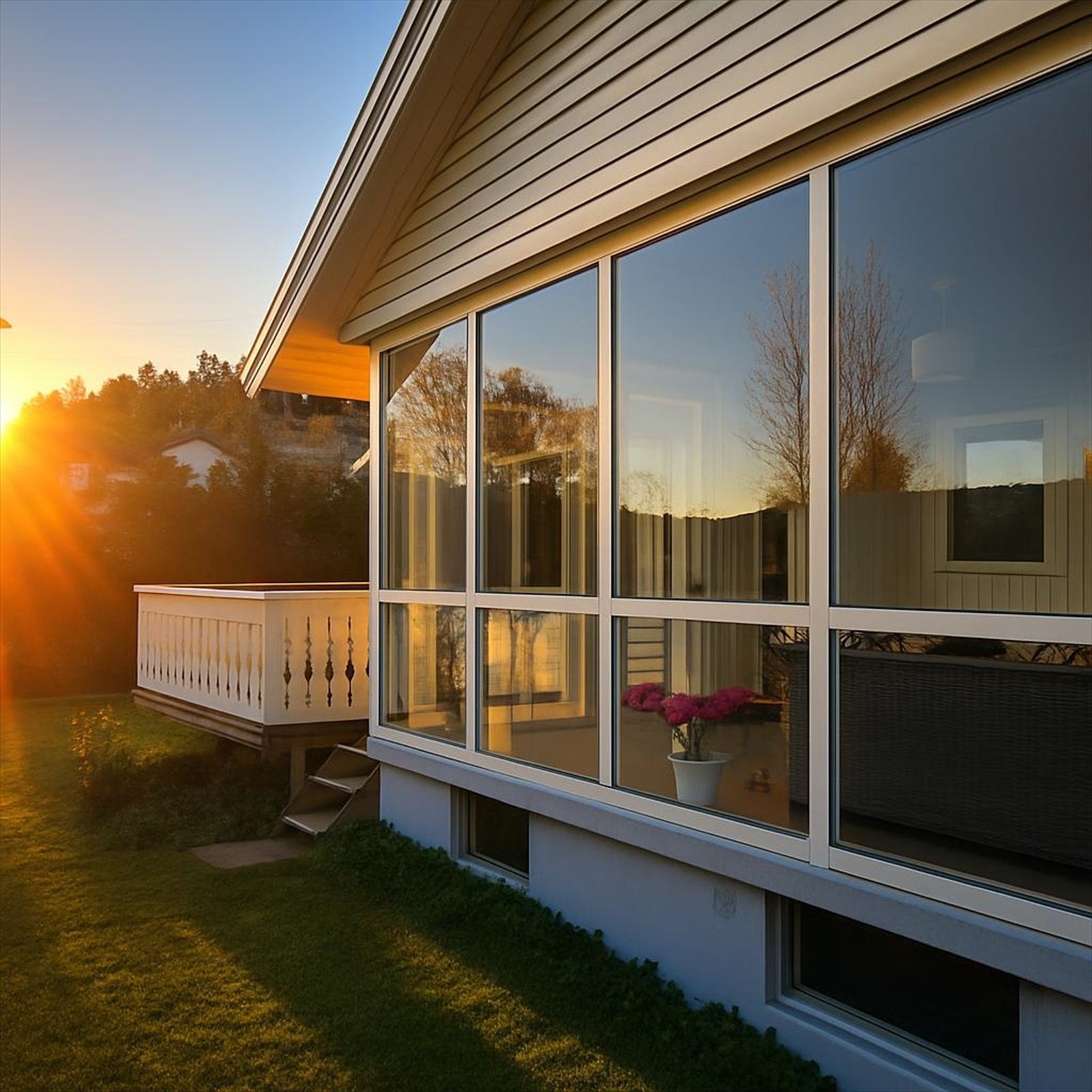 Flott innglasset vinterhage Galleribilde