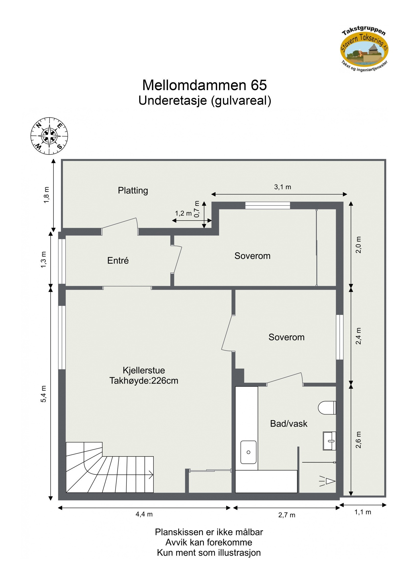 Plantegning - Underetasje. Galleribilde