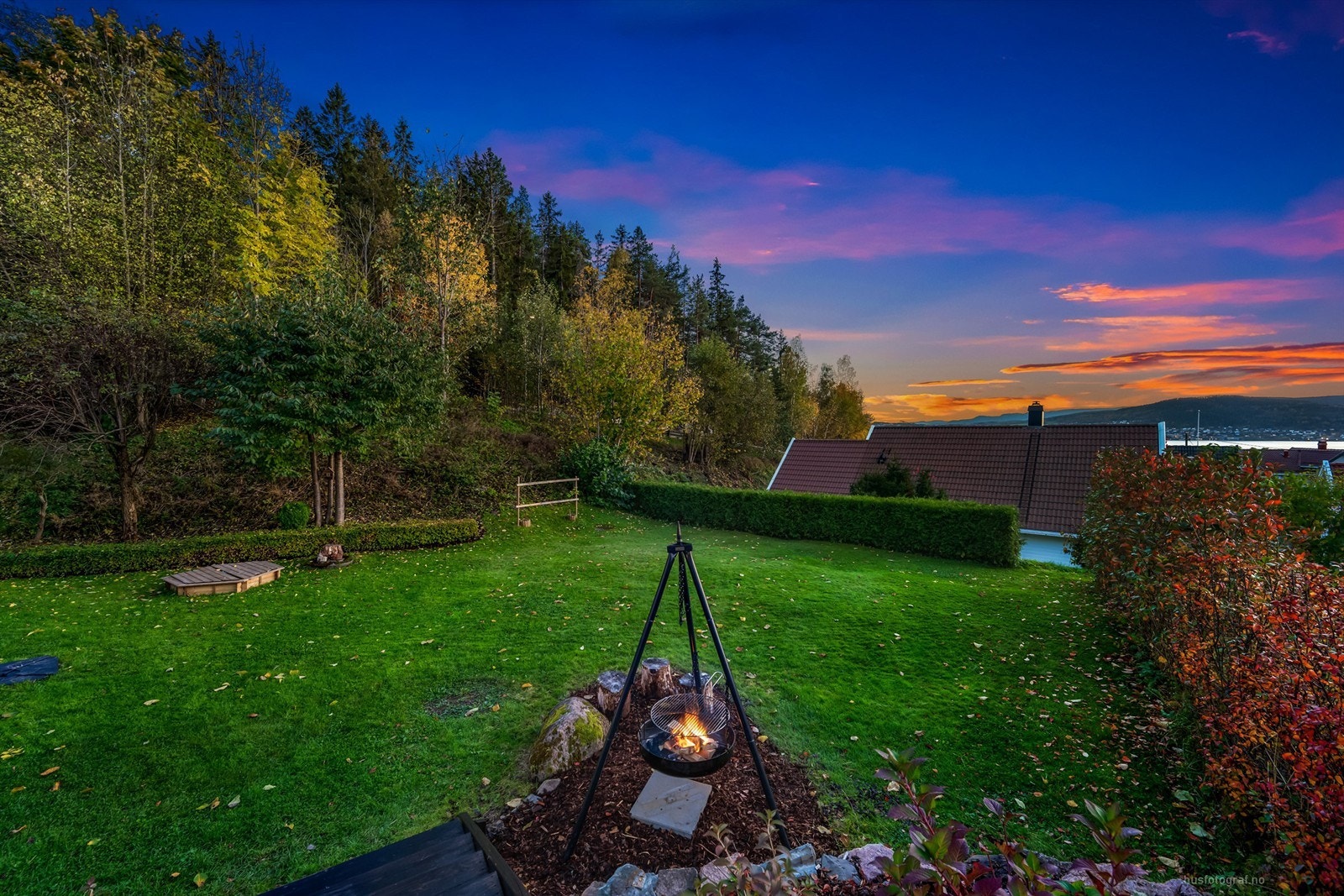 Hageområdet grenser til et lite skogholt Galleribilde