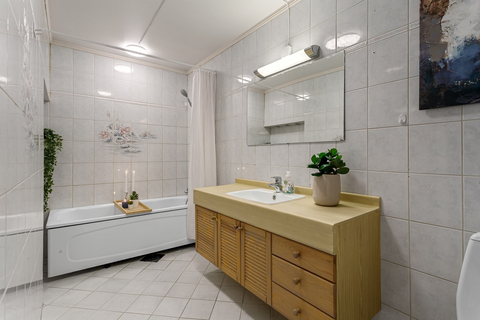 Flislagt bad med varmekabler i gulv Galleribilde