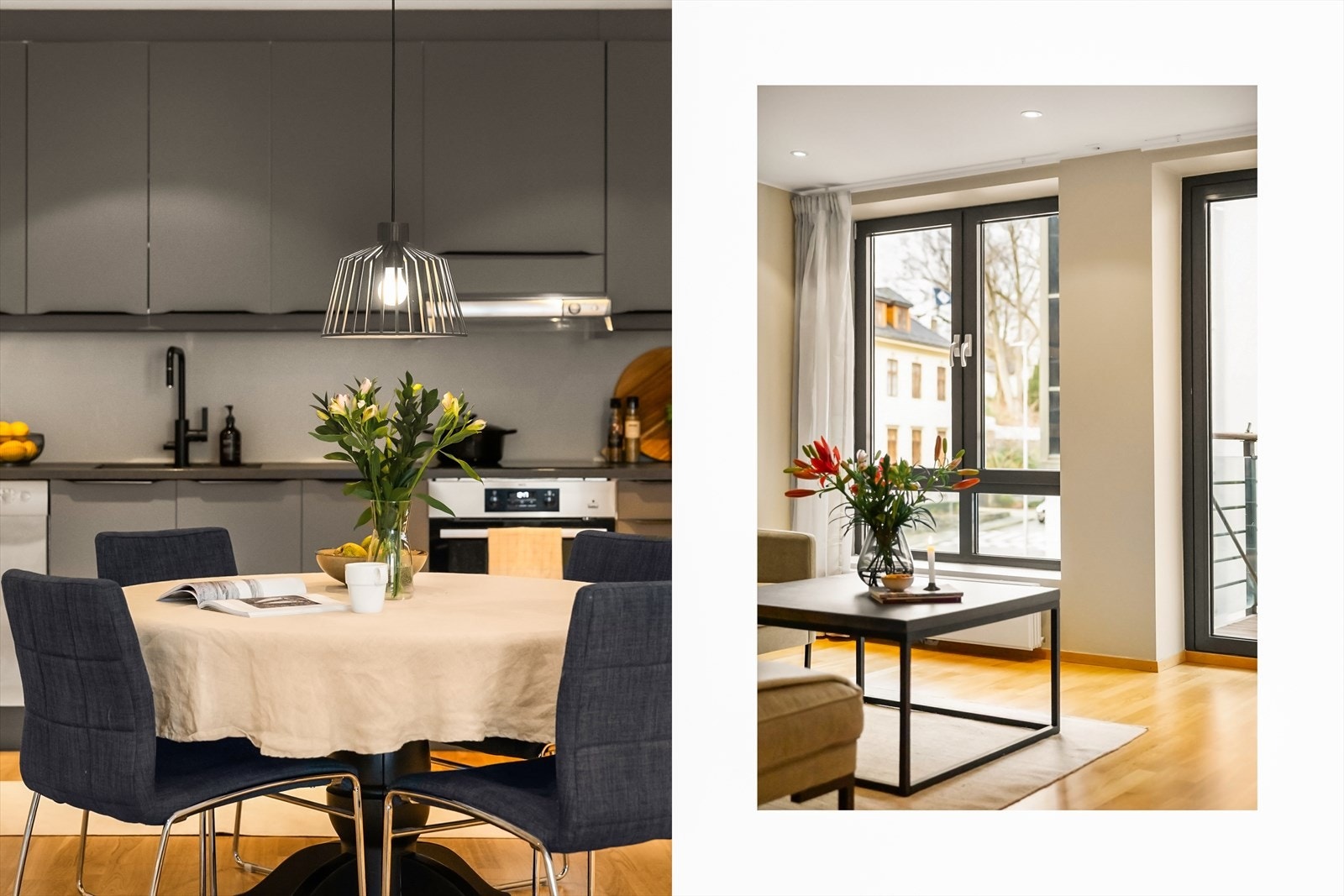 Delikat åpen stue/kjøkkenløsning Galleribilde