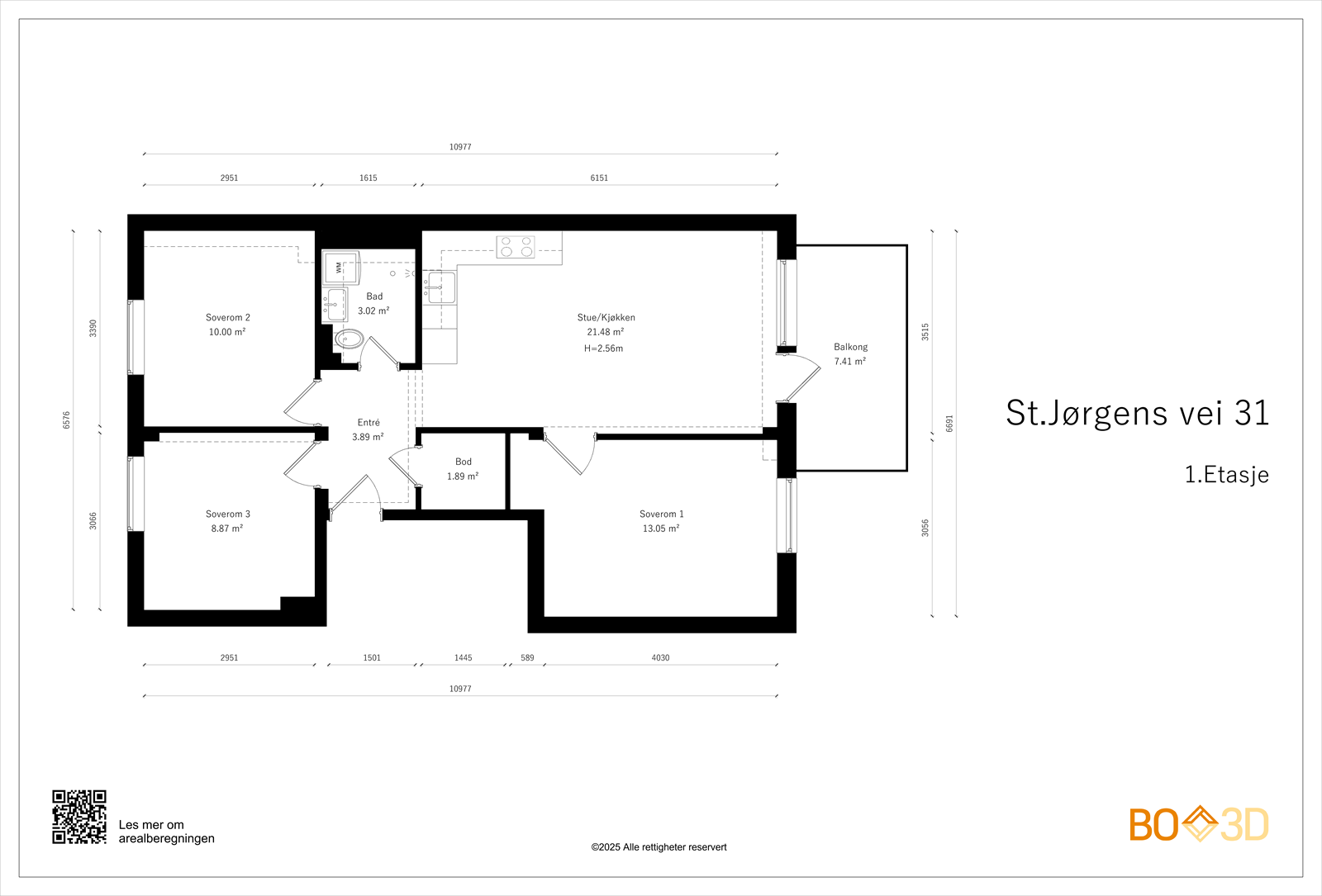 Målsatt Plantegning - St. Jørgens vei 31 Galleribilde