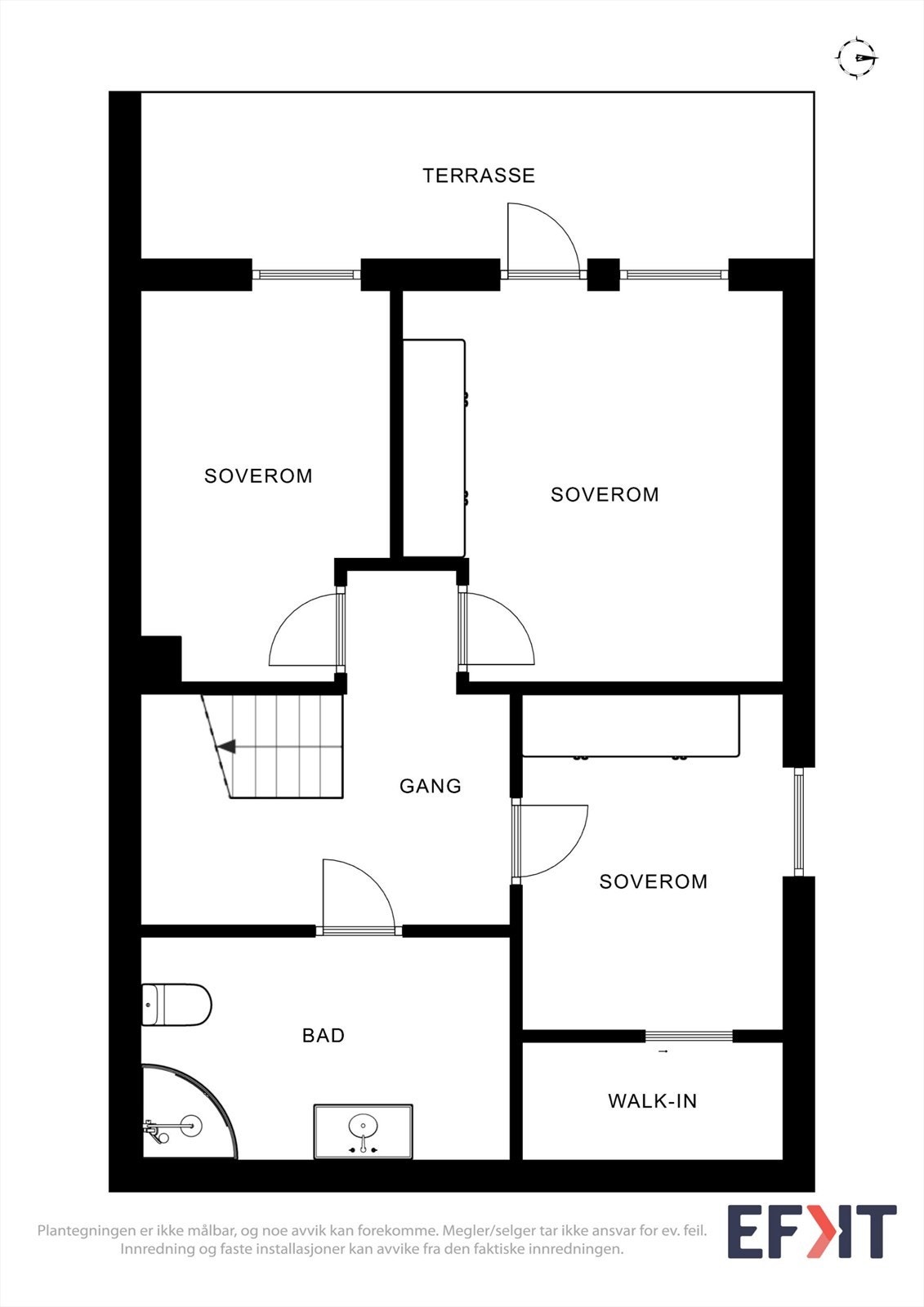 Underetasjen inneholder gang, bad, bod og tre soverom. Galleribilde