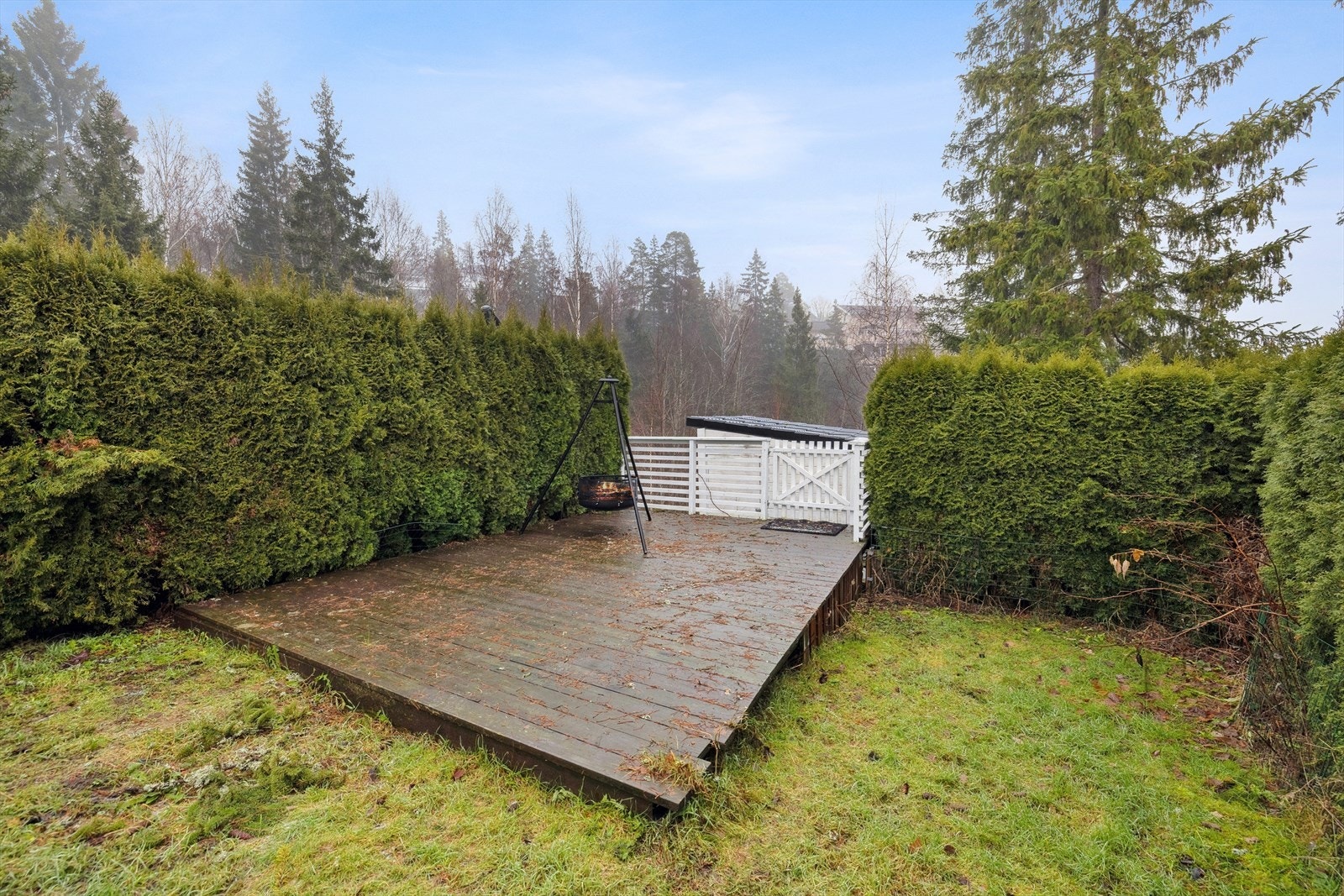 Hagen er omkranset av tett hekk som gir god privat skjerming. Galleribilde