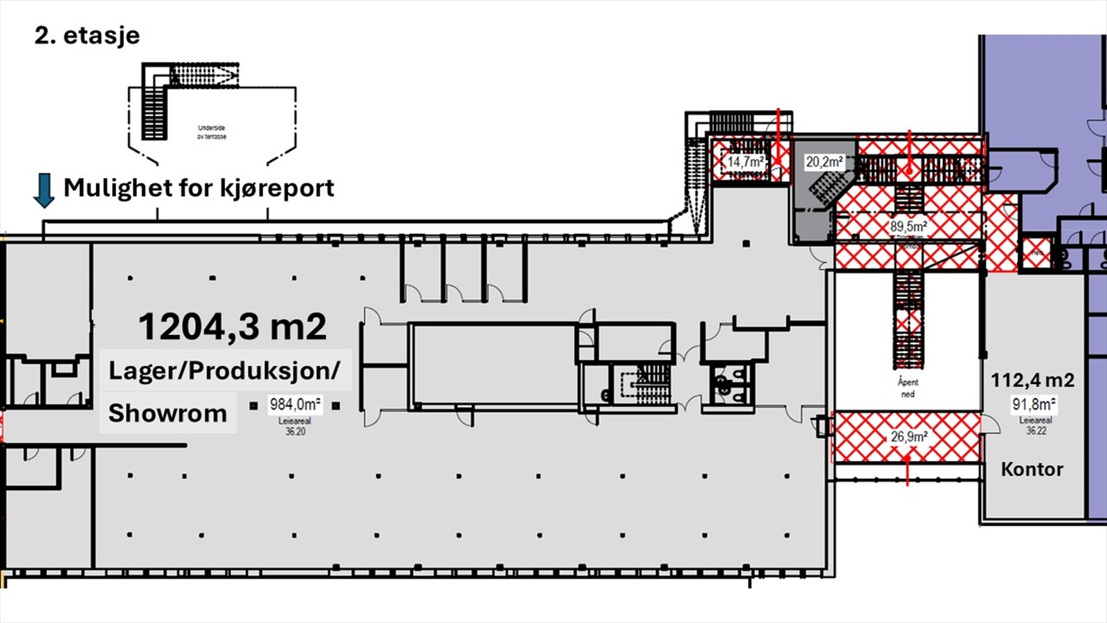 Ledige arealer 2.etg Galleribilde