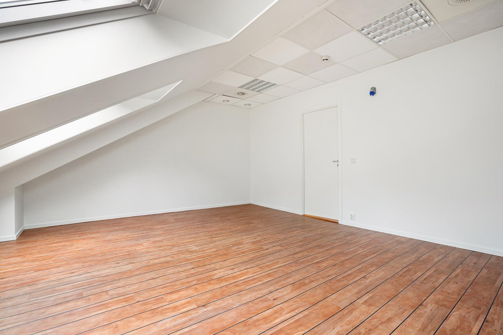 Kontoret har egen inngang fra fellesarealene Galleribilde