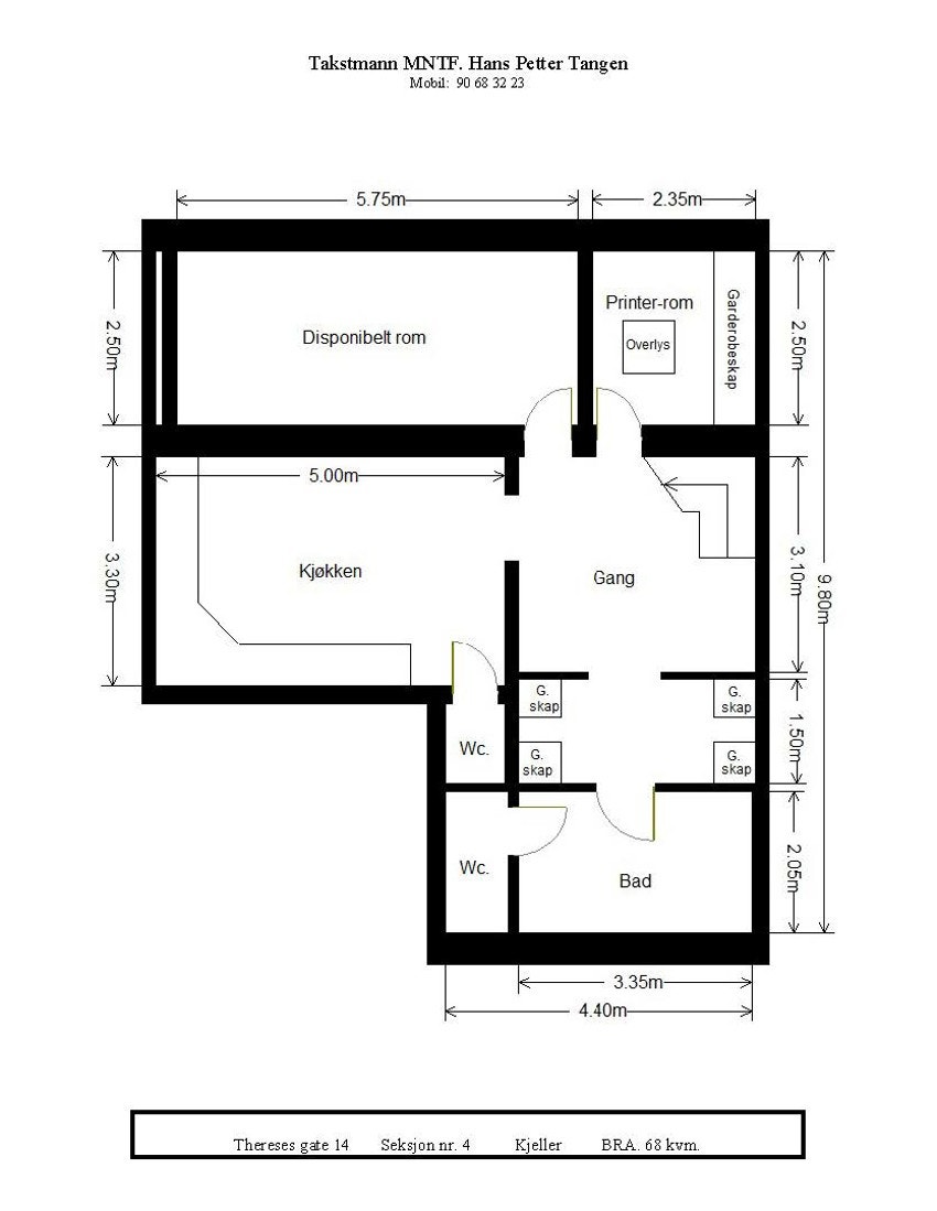 Planskisse over underetasjen. Galleribilde