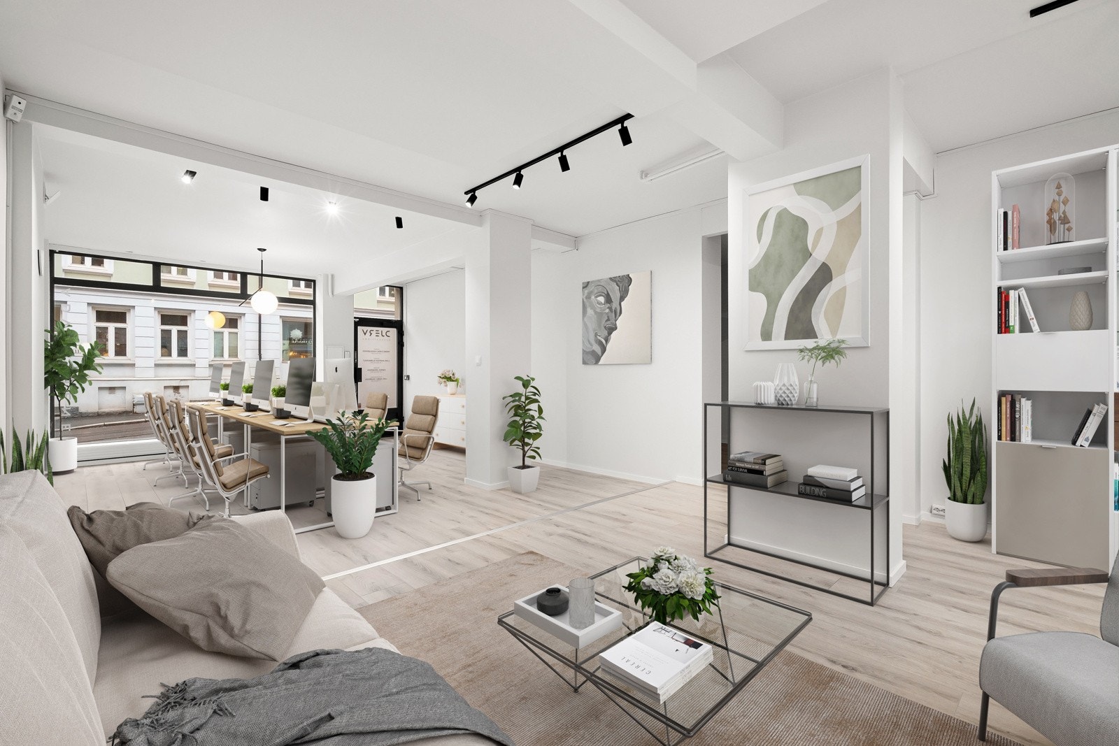 Virtuelt stylet - god plass til kontorpulter og ulik møblering, alt etter eget ønske og tilpasset din bedrift. Galleribilde