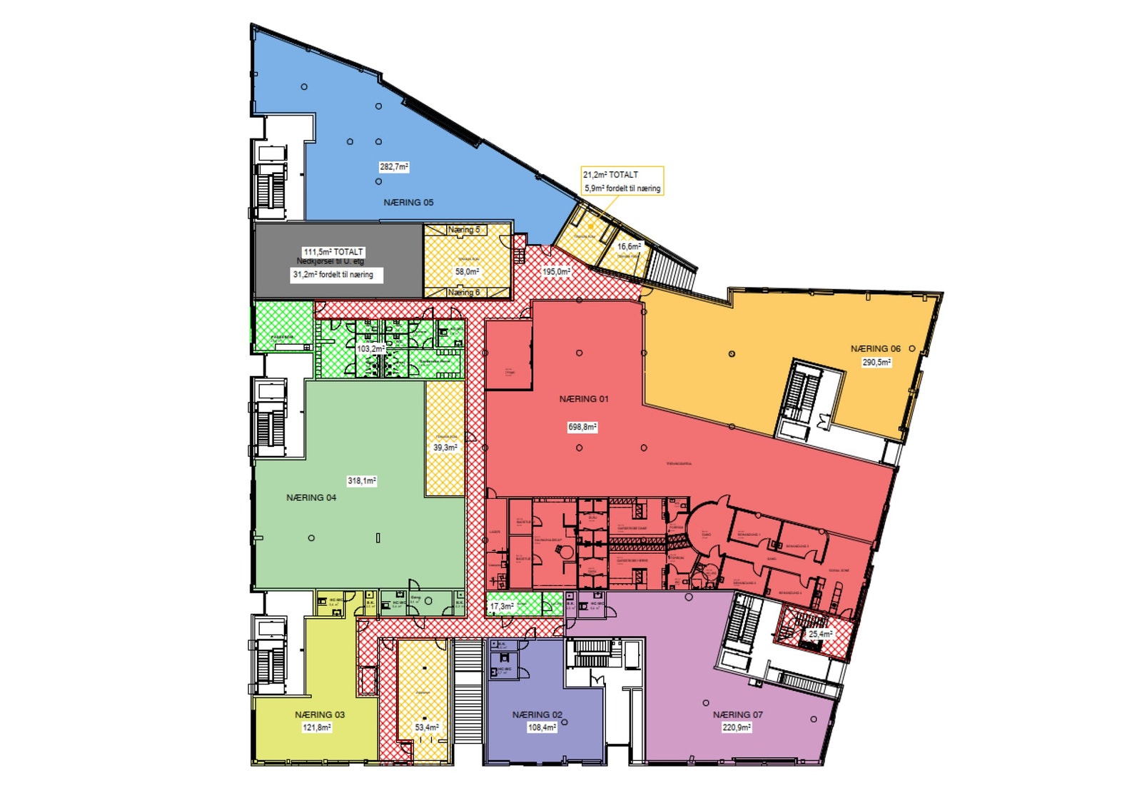 Plantegning som viser de forskjellige areal Galleribilde