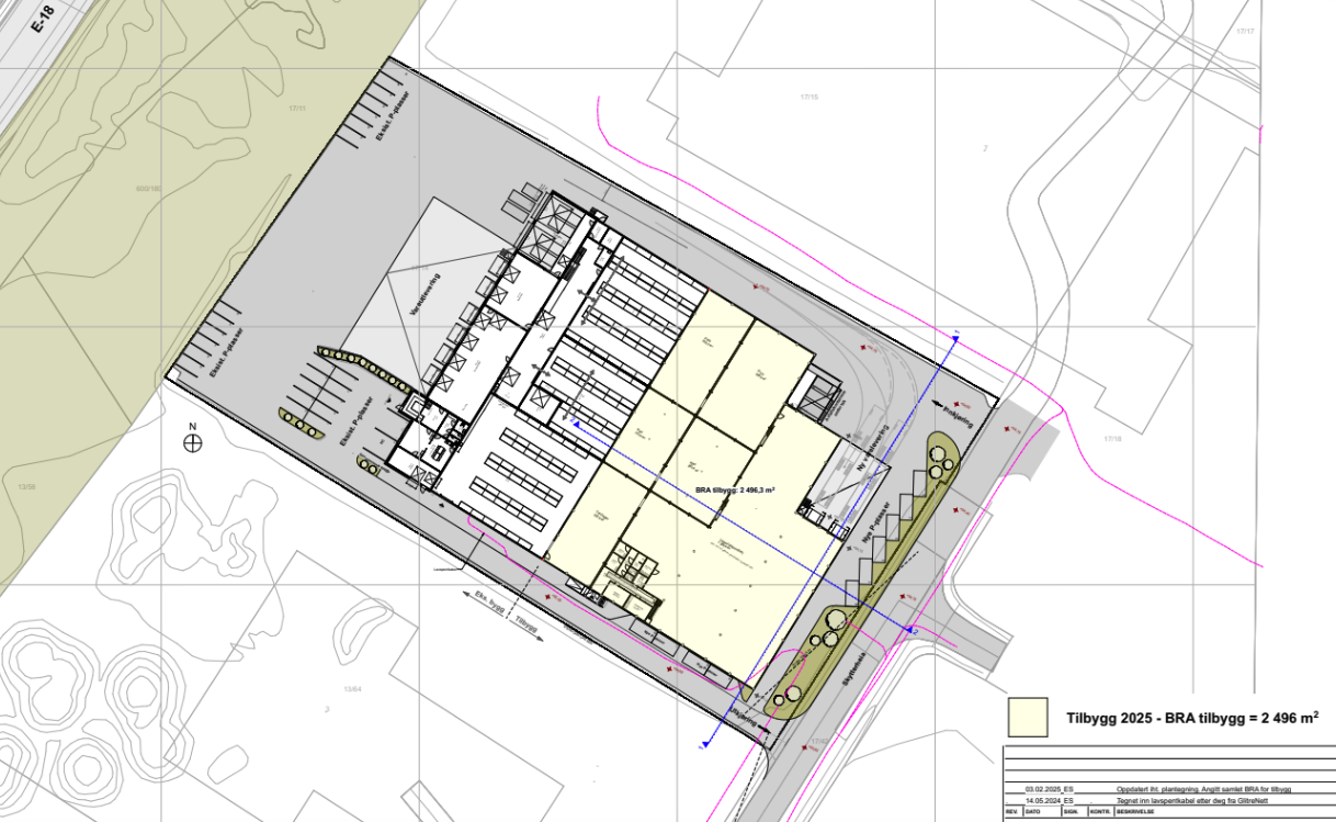 Bygg markert i gult Galleribilde