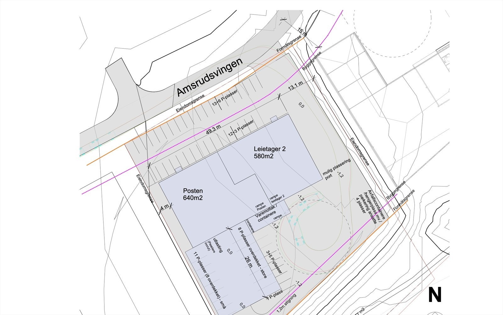 Oversiktsbilde over byggets plassering på tomta Galleribilde