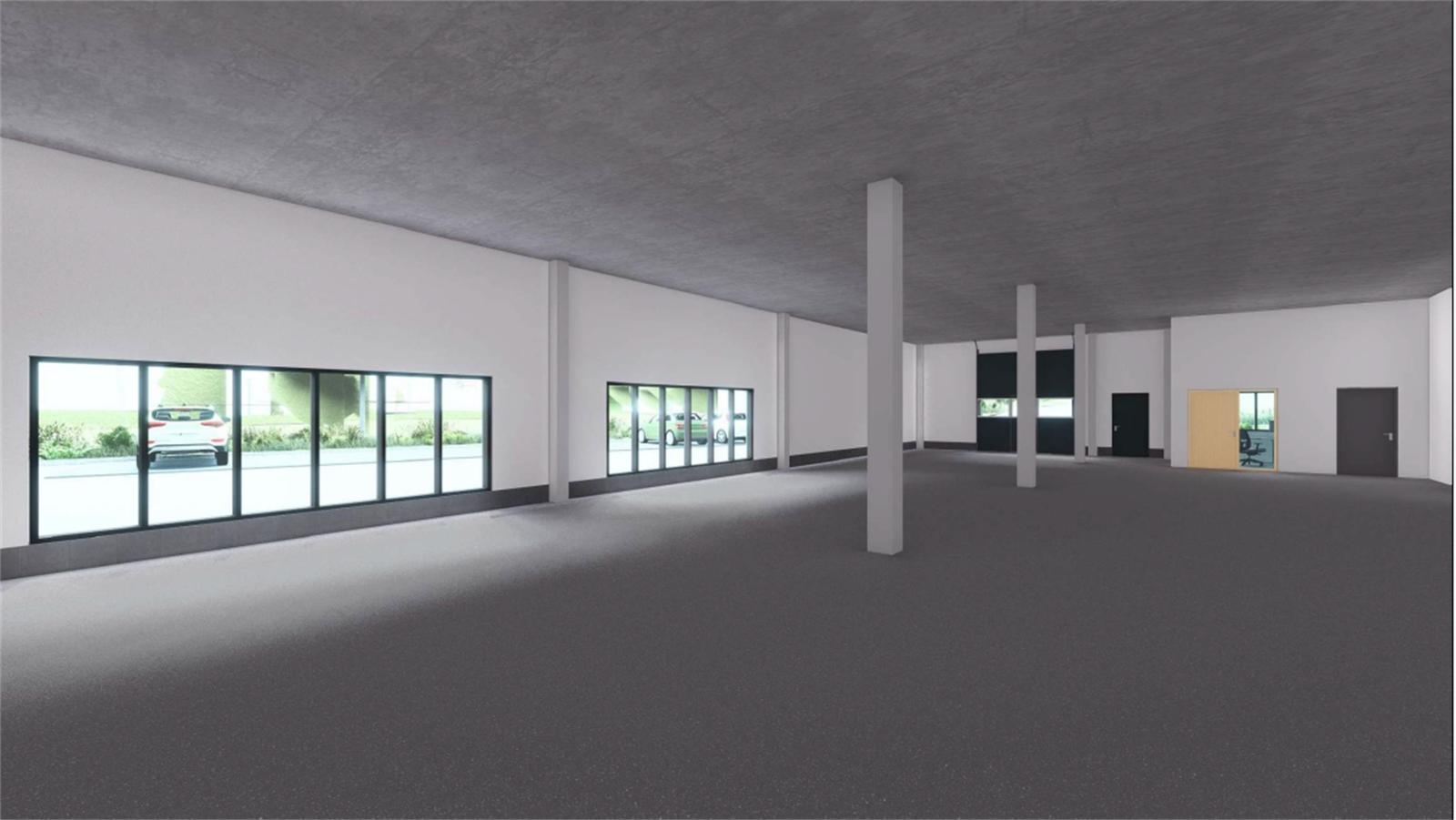 Levers uten vinduer. Vinduer er en leietakertilpasning. Galleribilde