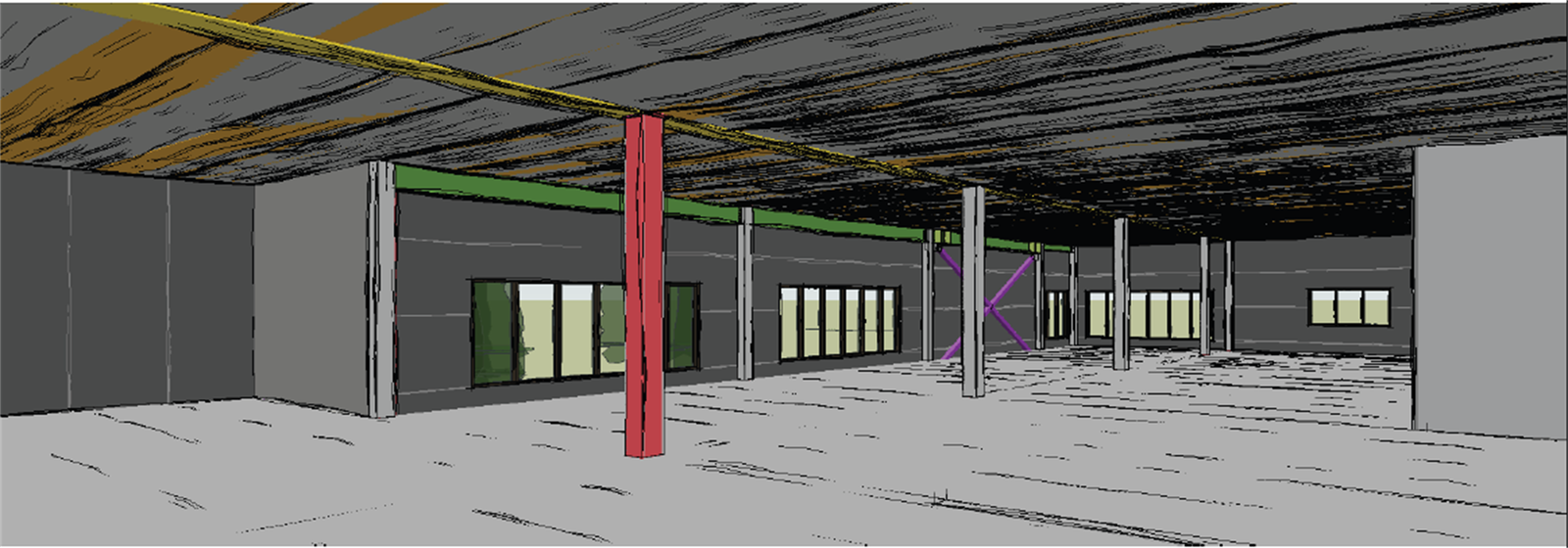 Levers uten vinduer. Vinduer er en leietakertilpasning. Galleribilde