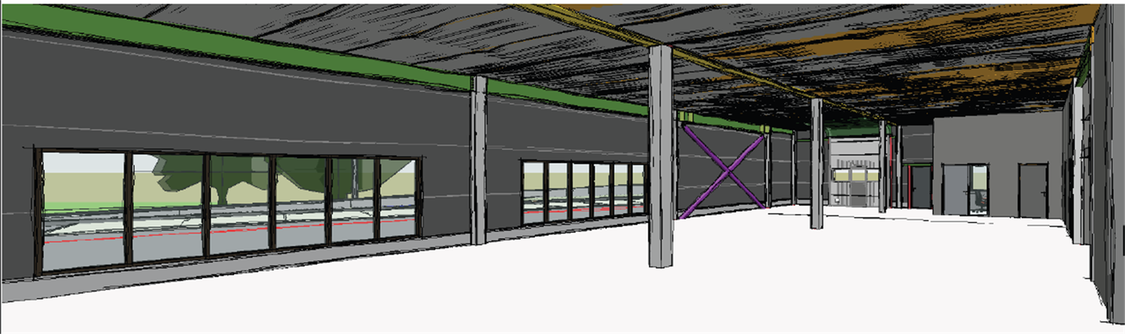 Levers uten vinduer. Vinduer er en leietakertilpasning. Galleribilde